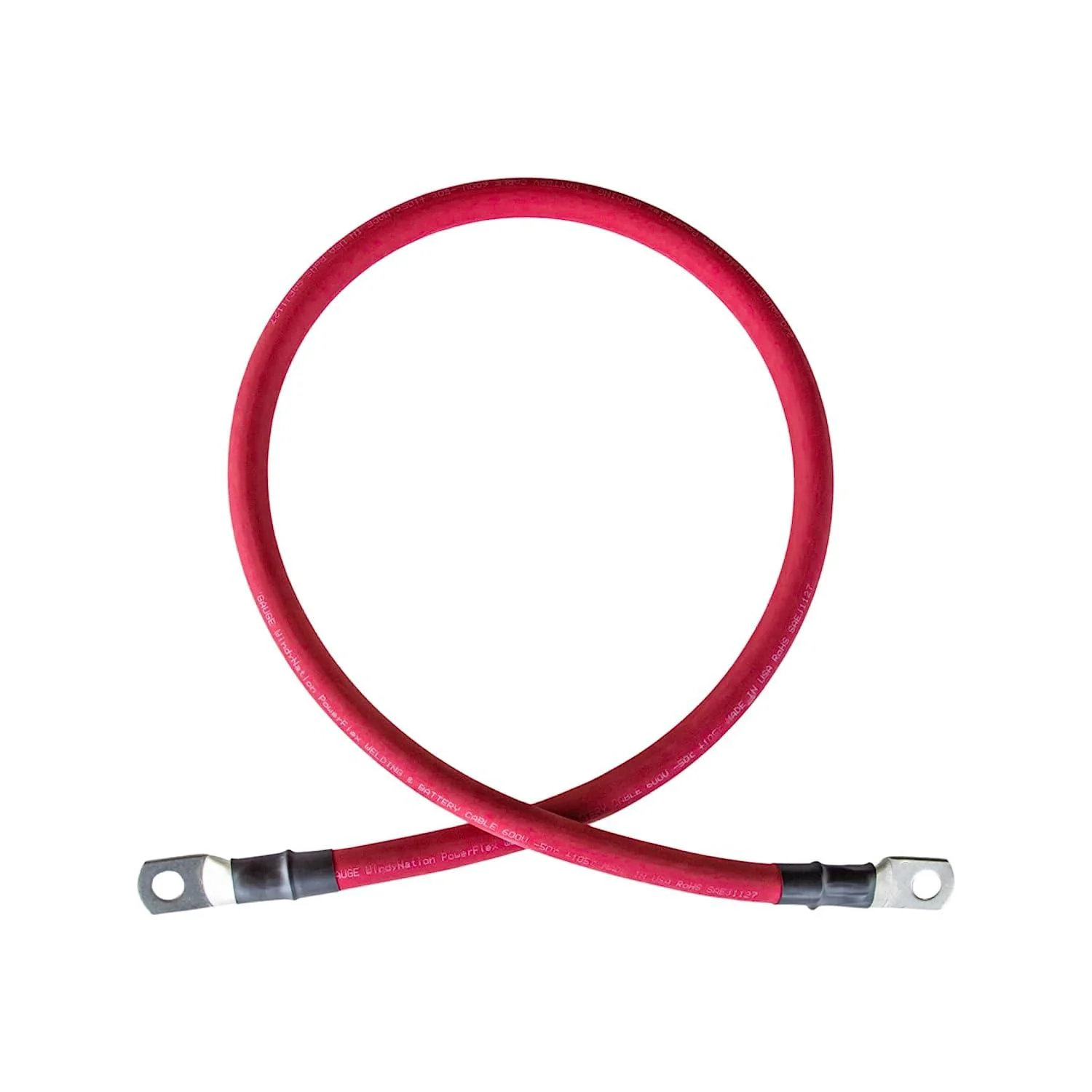 2/0 AWG Gauge 1ft Red + 1ft Black Pure Copper Battery Inverter Cables Solar With Lugs - Battery Jumper Cables - Image 3