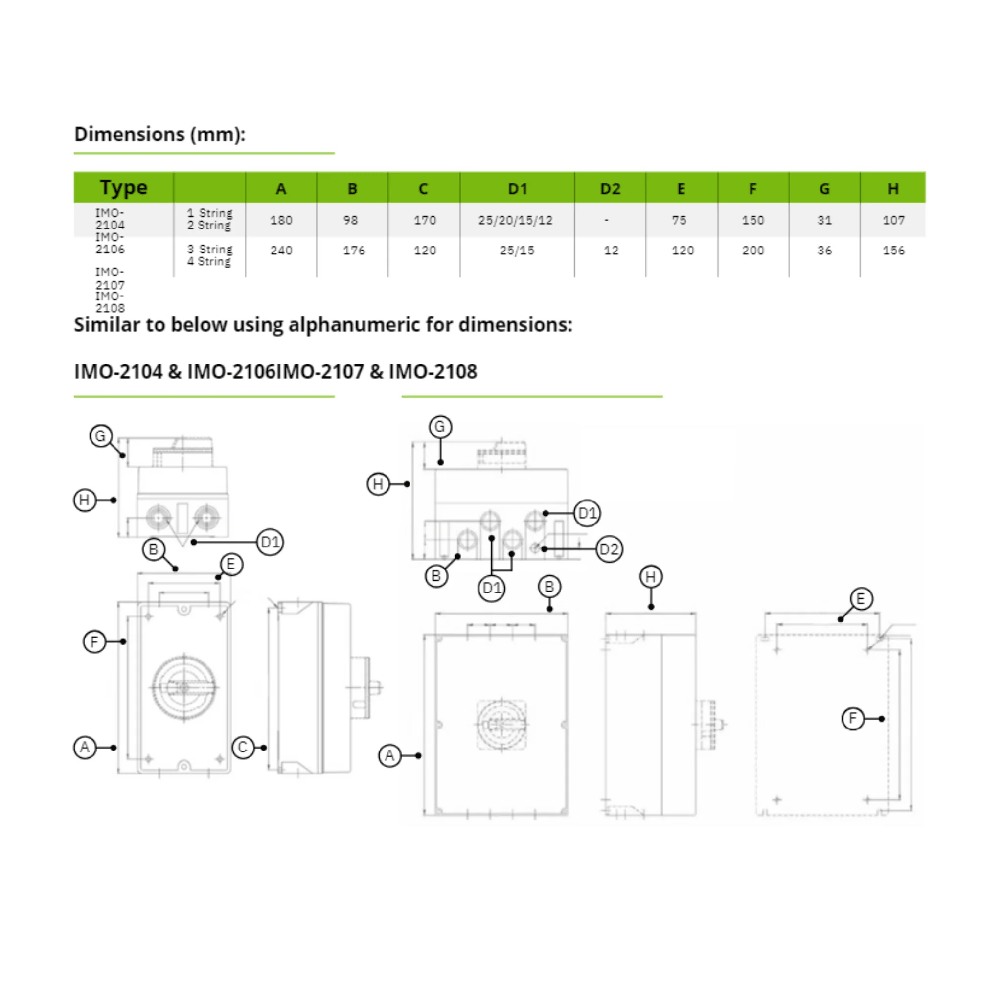 2 String - DC Disconnect | Enclosed IP66 | 32A/string | 600Vdc | 180x98x107 mm | UL60947 Approved - Image 3