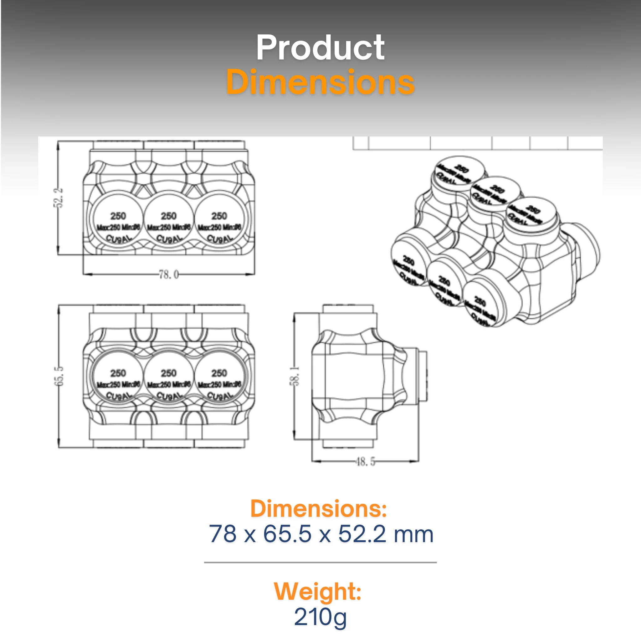 3-Pin High Current Bus Bar Connector | Dual-Sided Threaded, Multi-Cable, Aluminum & Copper Wire Compatible | Solar Panel, Marine & RV Power Systems - Image 7