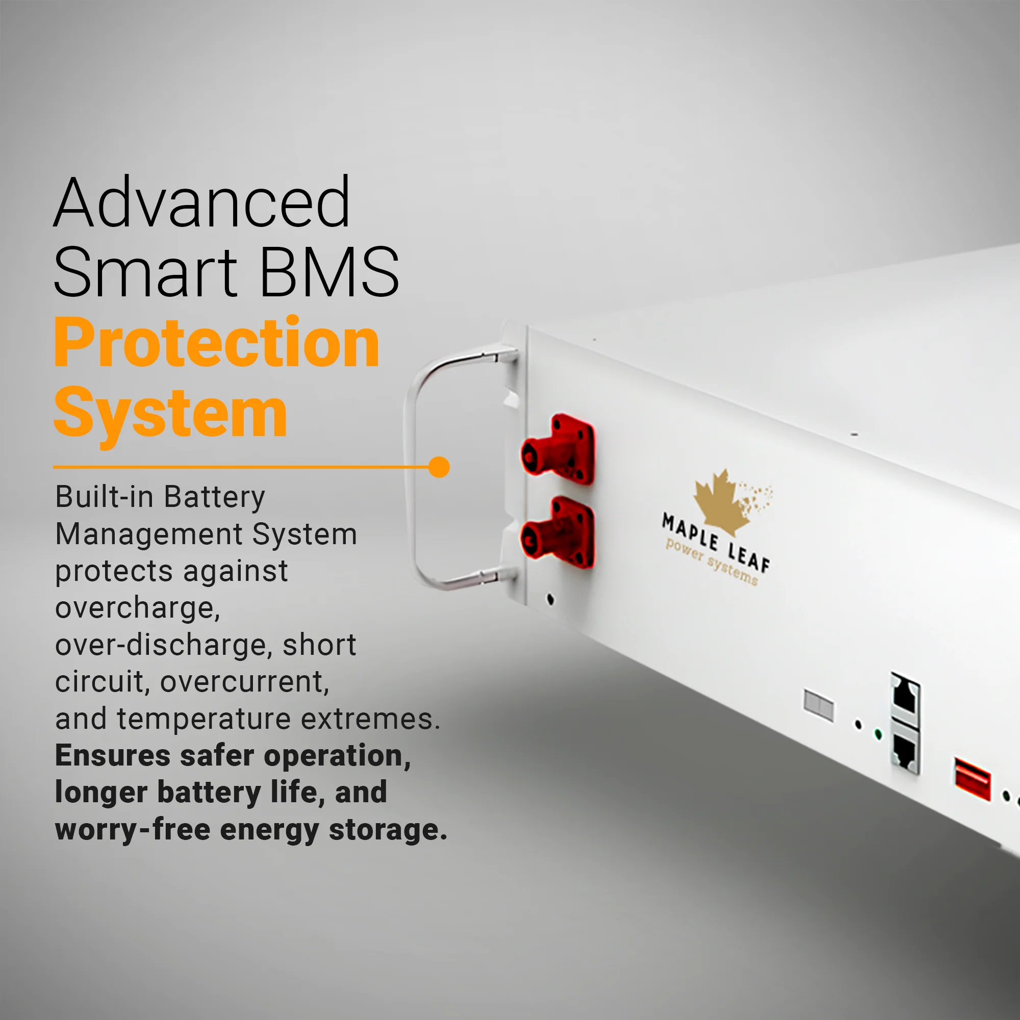Maple Leaf 48v 100Ah Server Rack Beaver Non-Heated Solar Battery | Deep Cycle LiFePO4 Battery | W/ BMS, LED & CAN/RS485 Port - Image 3