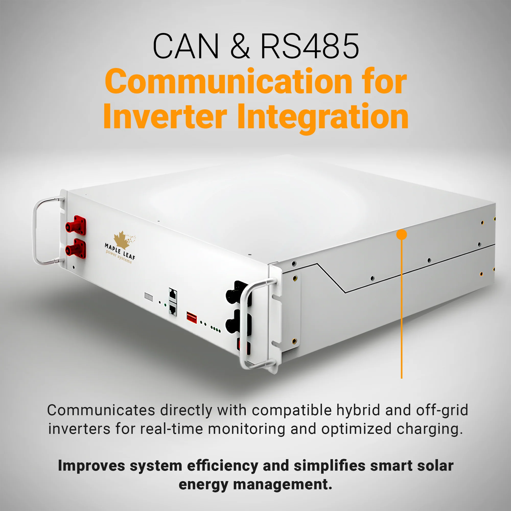 Maple Leaf 48v 100Ah Server Rack Beaver Non-Heated Solar Battery | Deep Cycle LiFePO4 Battery | W/ BMS, LED & CAN/RS485 Port - Image 5