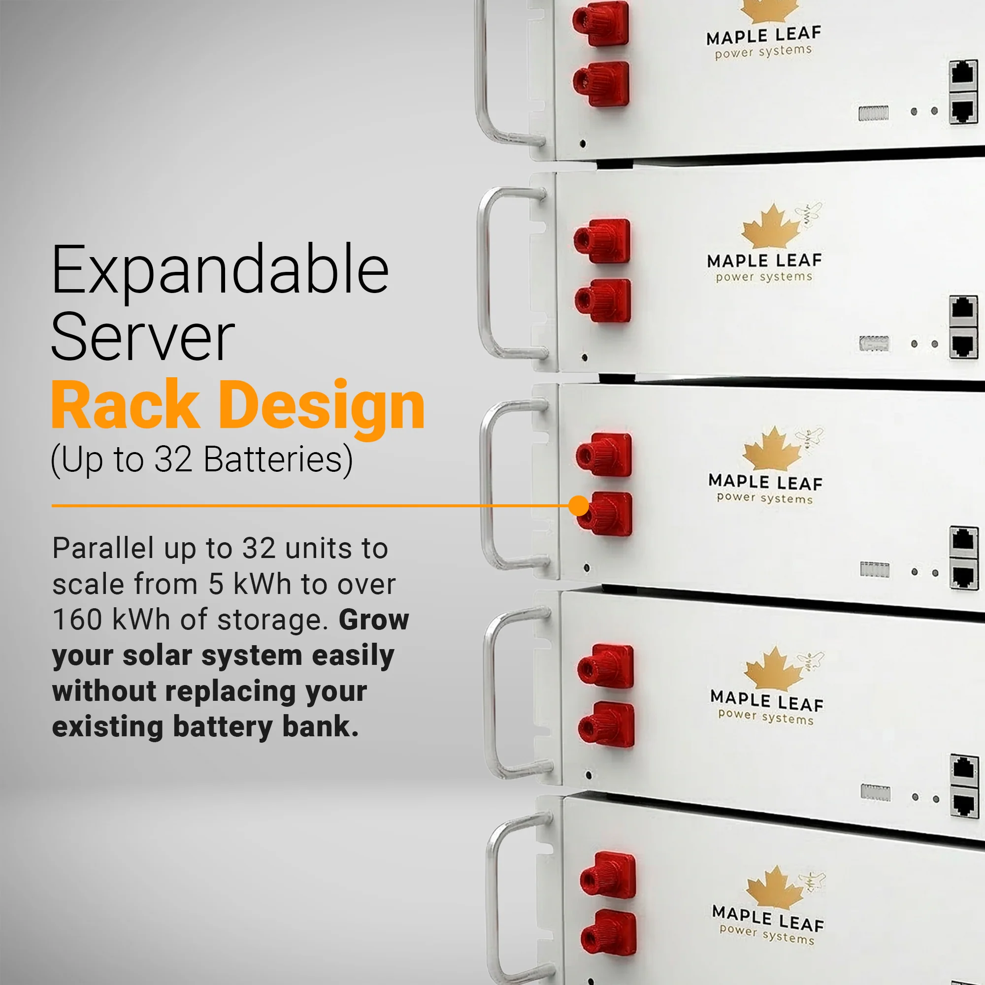Maple Leaf 48v 100Ah Server Rack Beaver Non-Heated Solar Battery | Deep Cycle LiFePO4 Battery | W/ BMS, LED & CAN/RS485 Port - Image 7