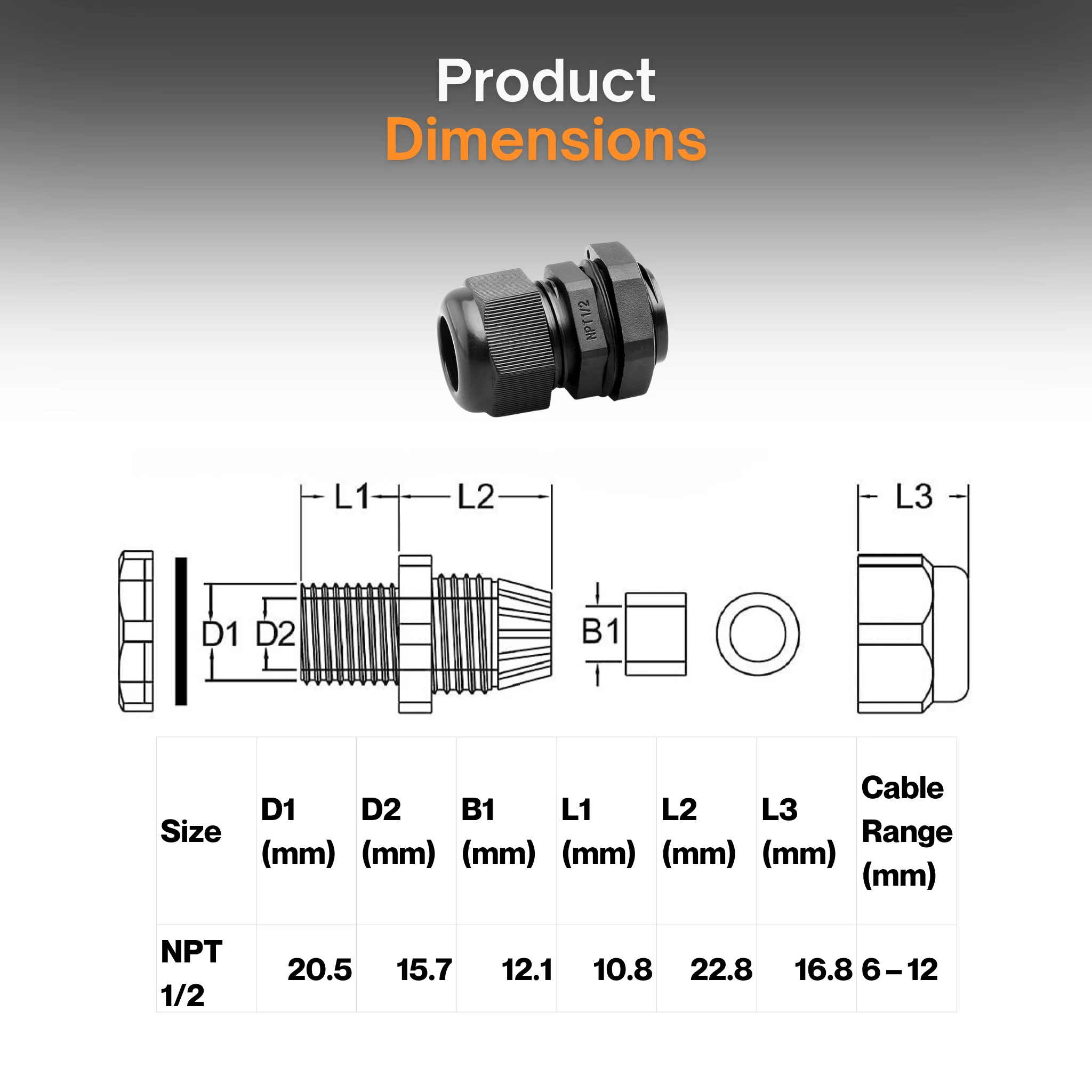 Waterproof Cable Gland Fittings for Solar Panels – NPT Thread, IP68, Weatherproof Wire Connectors for Junction Boxes, Inverters, Outdoor Electrical Enclosures - Image 8