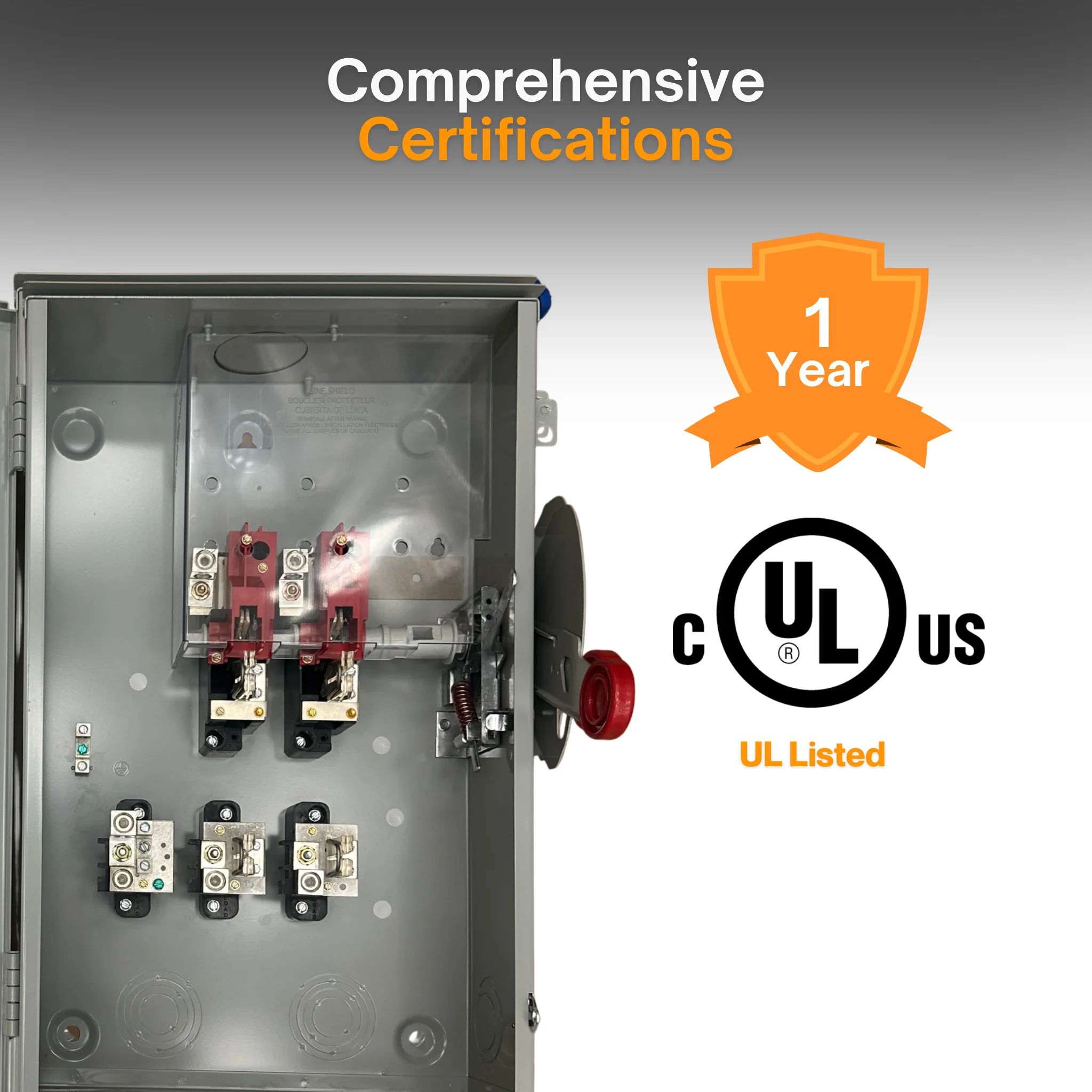 AC Disconnect Switch | 60A, 100A,200A | Eaton General Duty Cartridge Fuse Safety Switch - NEMA 3R Enclosure | Painted Galvanized Steel | Fusible With Neutral | Class H Fuse | UL Listed - Image 8
