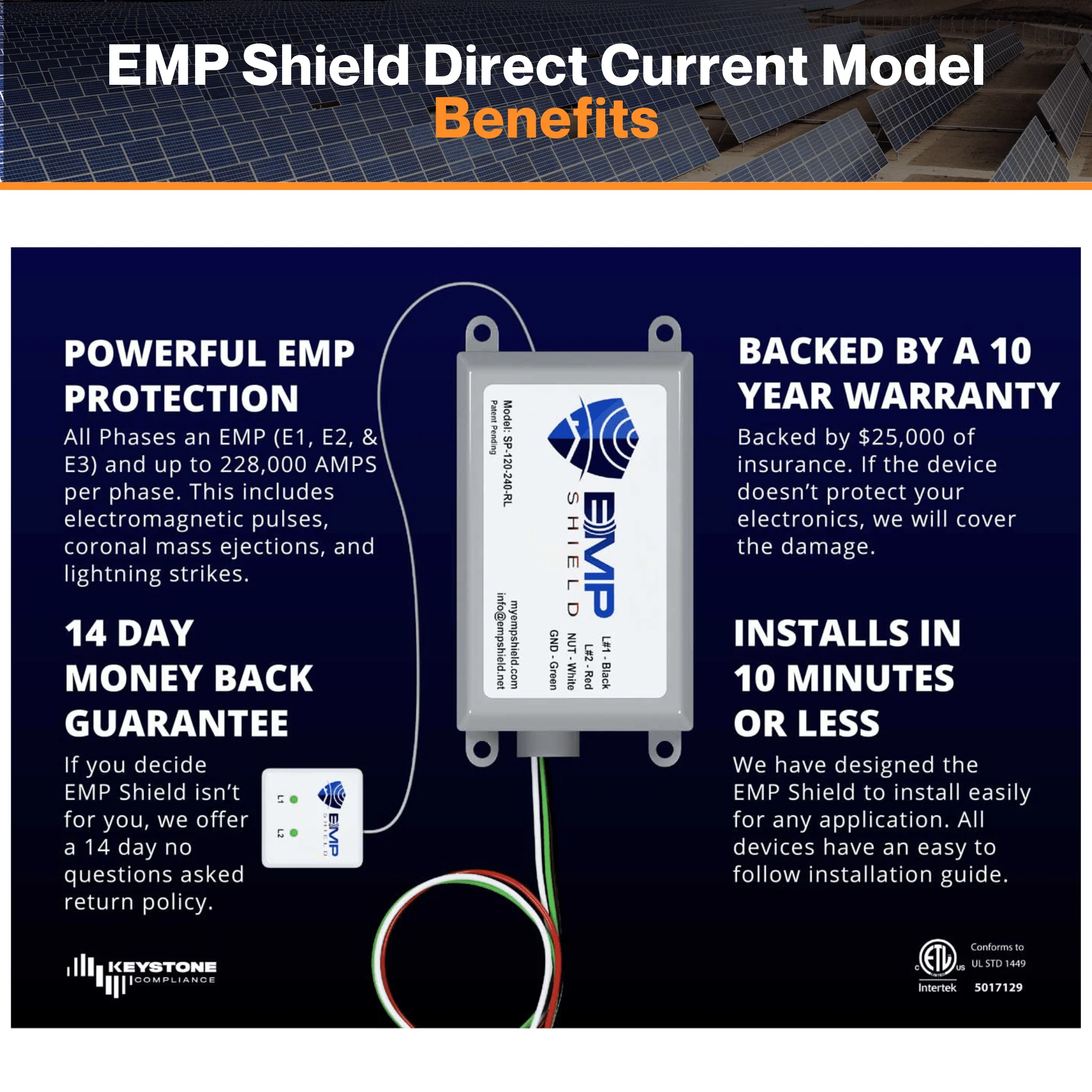 EMP Shield Direct Current Model - Vehicles, Solar Power Applications | Lightning Protection | Solar Flare | Solar and Wind | W/ Military Certified Testing | IP66 Rated - Image 6