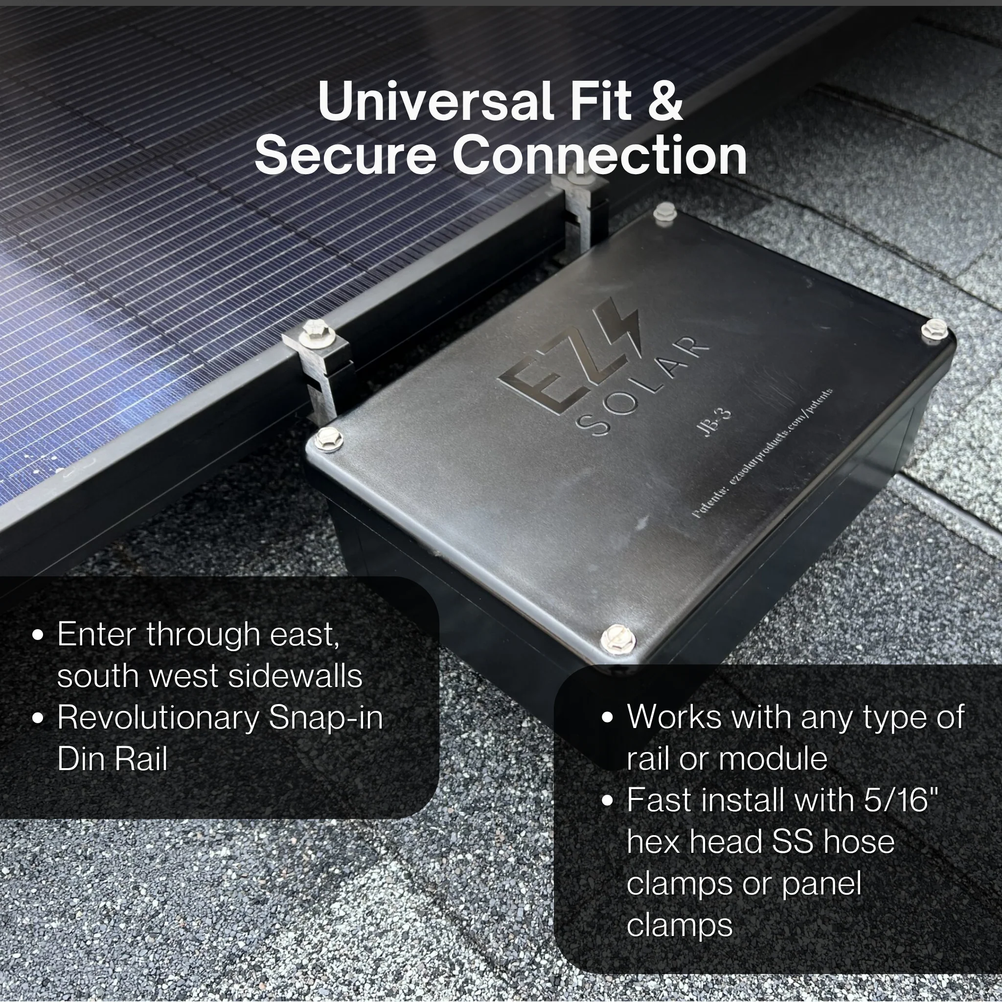 EZ Solar JB-3 Junction Box | Rooftop PV Rail Mount Junction Box | BOX ONLY - Image 4