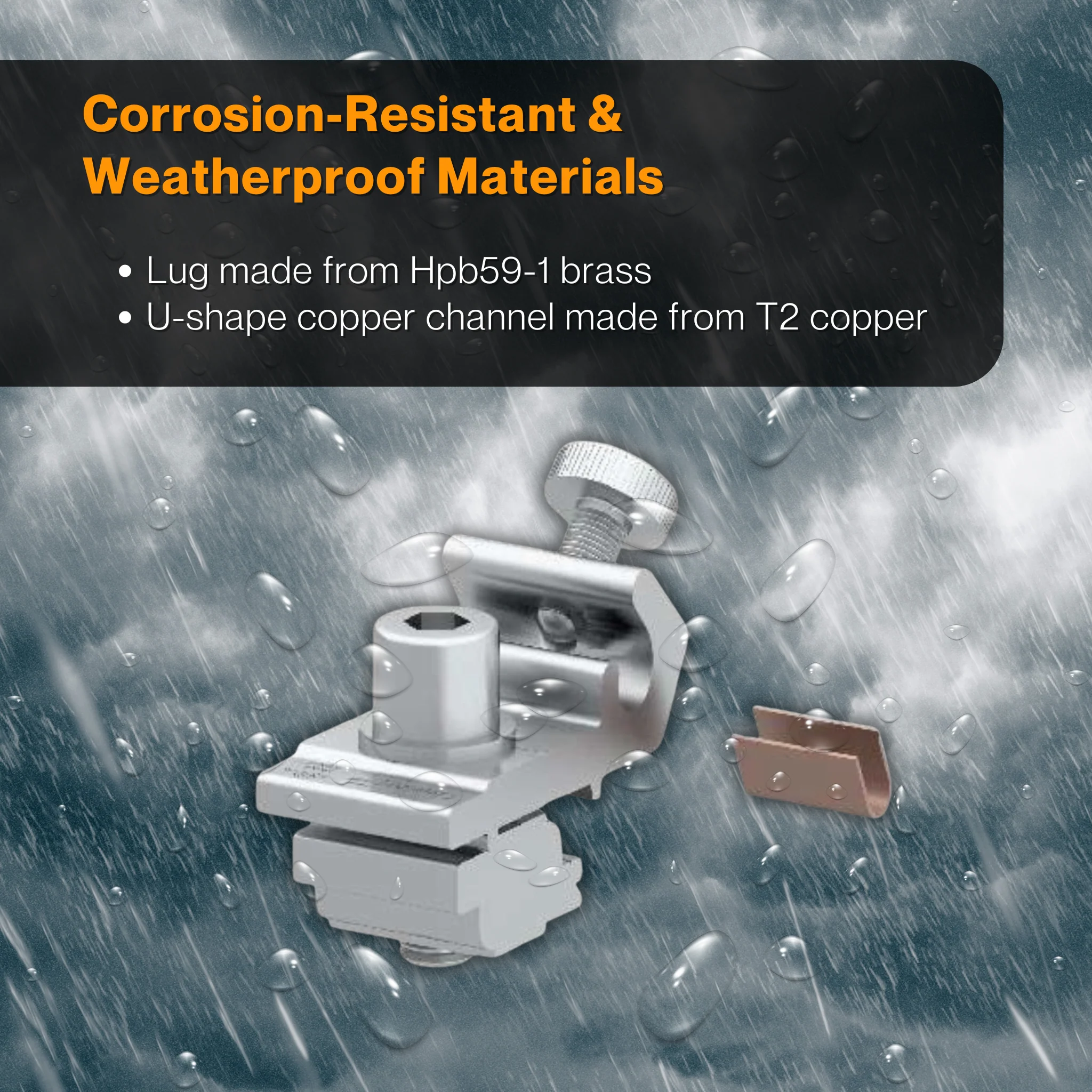 Grounding Lug with U-Shape Copper Channel | Solar Panel Grounding Connector | PV Mounting Ground Lug Kit for Solar Power, Off-Grid, Residential & Commercial Systems | ETL Listed - Image 4