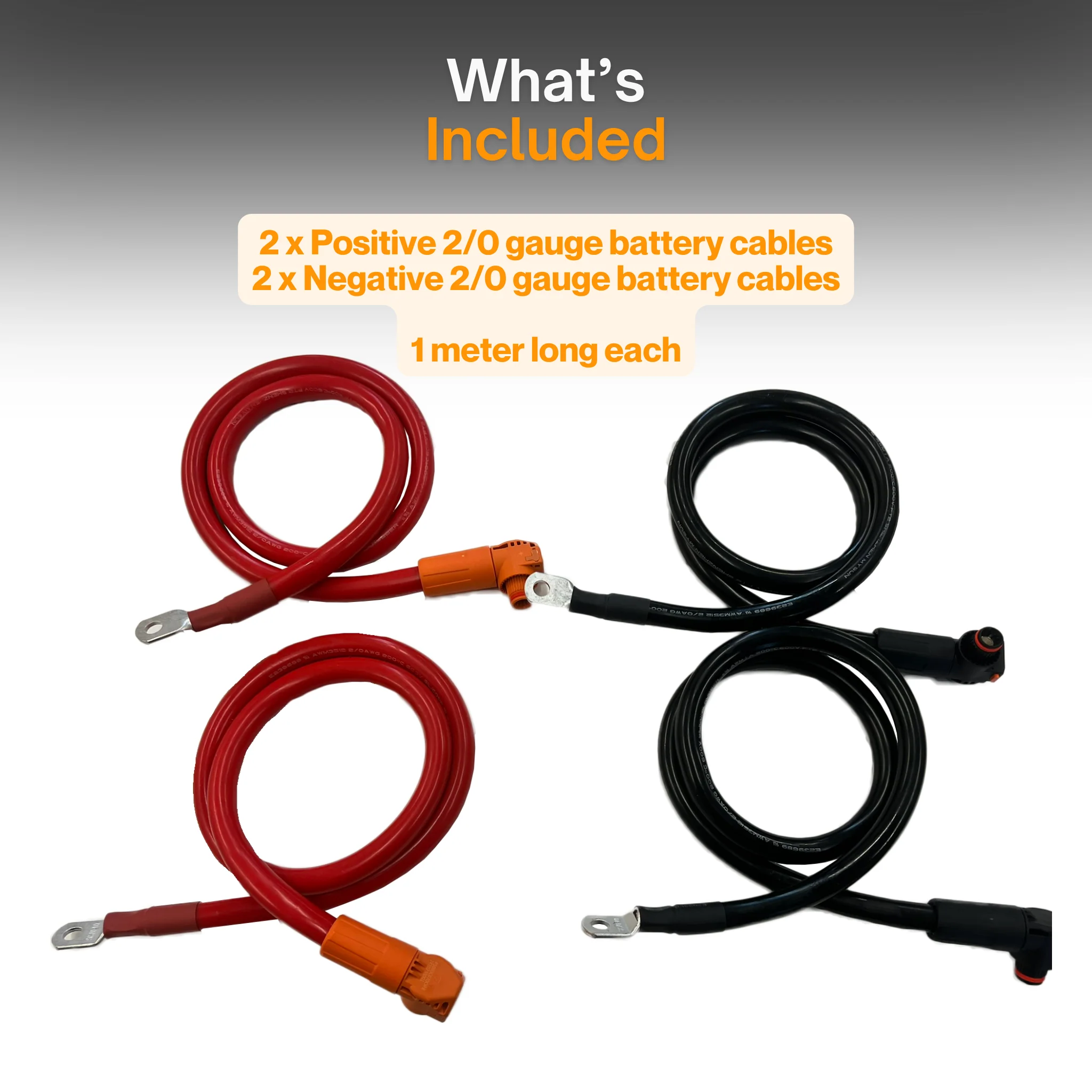 Battery to Inverter Cable 2/0 AWG, Pre-Terminated DC Cables for Solar & Off-Grid Systems, High-Current Power Transfer, 1 Meter, 2x Positive & 2x Negative Cables, Heavy Duty Battery to Inverter Connection, Solar Inverter Power Kit - Image 3