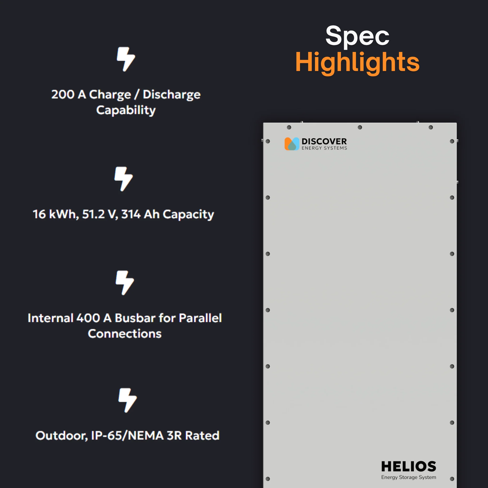 HELIOS ESS 16kWh LiFePO4 Off-Grid Lithium Battery for Cabins, Campers, RVs & Marine | 48V IP65 Outdoor Energy Storage System | Whole Home Backup, Emergency Power, Microgrid & Hybrid Inverter Use | Scalable Residential & Commercial Solar Battery Solution - Image 4