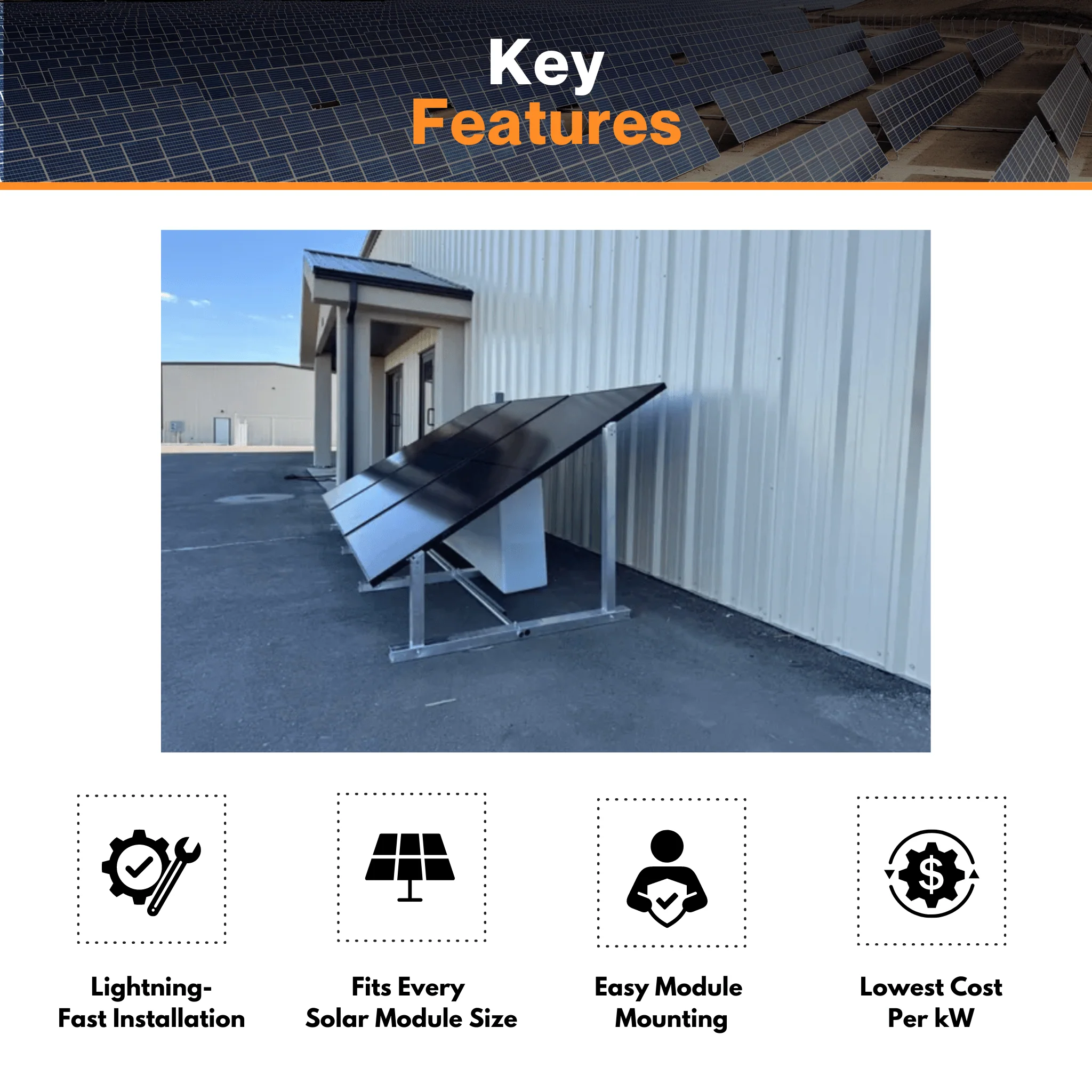 IntegraRack IR-30 BallastRack Solar Rack Frame - Fast Installation | 30° Fixed Angle| 6061-T6 Aluminum | UL 2703  Certified - Image 5