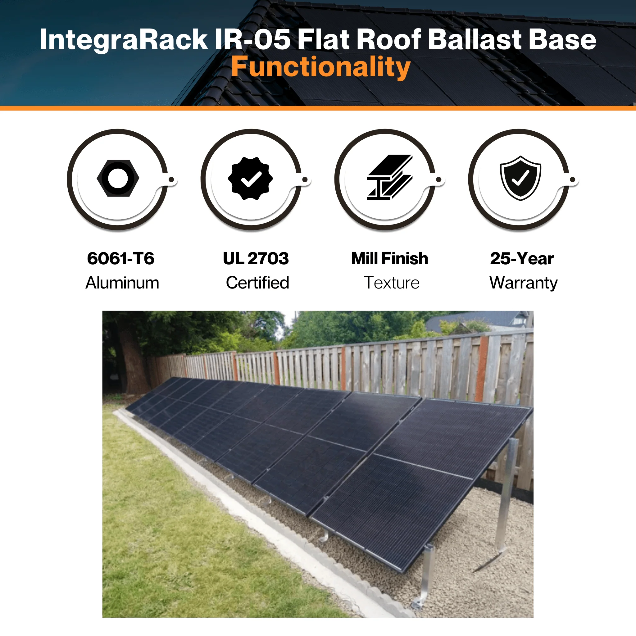 IntegraRack IR-30 BallastRack Solar Rack Frame - Fast Installation | 30° Fixed Angle| 6061-T6 Aluminum | UL 2703  Certified - Image 6