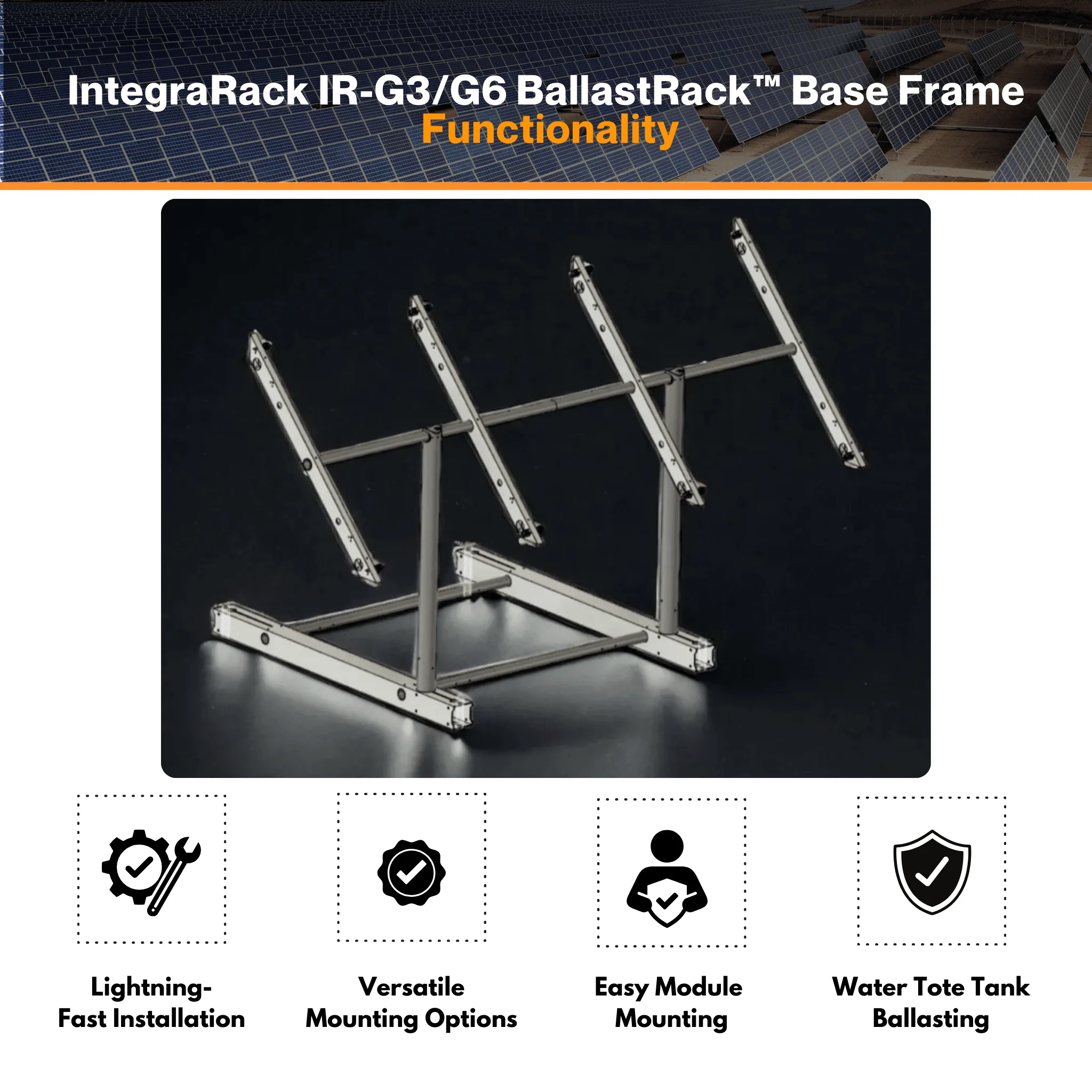 IntegraRack IR-G3/G6 BallastRack™ Base Frame - Seamless Integration with IR-G3 and IR-G6 Solar Racking Systems | Water Tote Tank Ballast Capacity | Durable Construction - Image 2