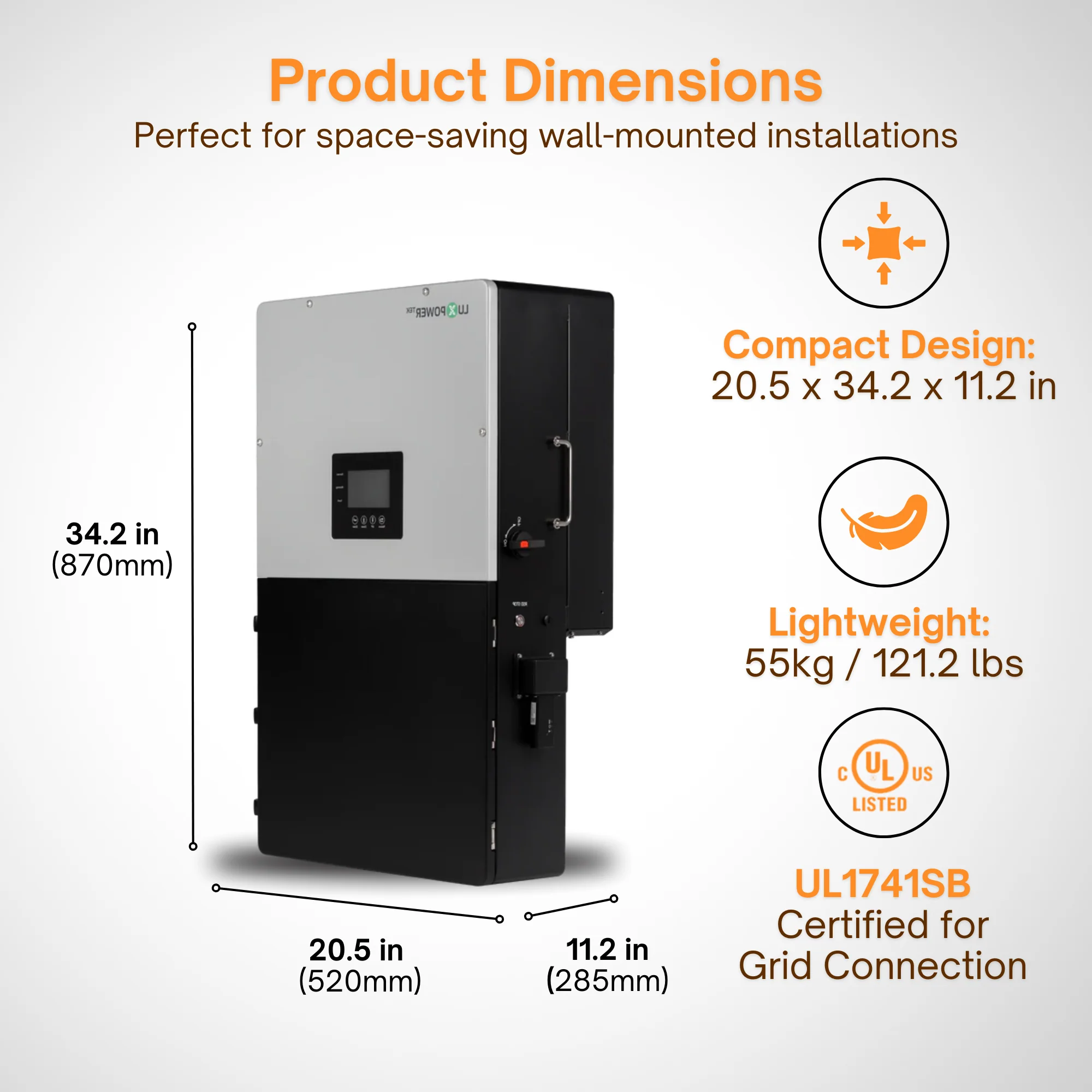 Luxpower LXP-LB-US (18KPV) 12k Hybrid Solar Inverter - 18000W PV Input | 12000W Output | 48V 120/240V Split Phase | UL & CSA Approved - Image 7