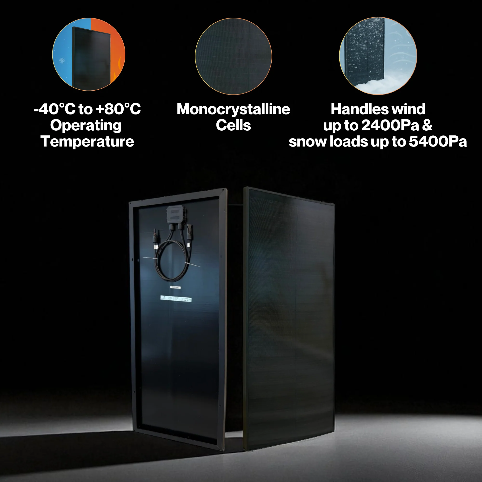 Maple Leaf 100W Mono Rigid Solar Panel - All Black | W/ IP67 Junction Box & IP67 MC4 Cable | Lightweight With Monocrystalline Cells - Image 3