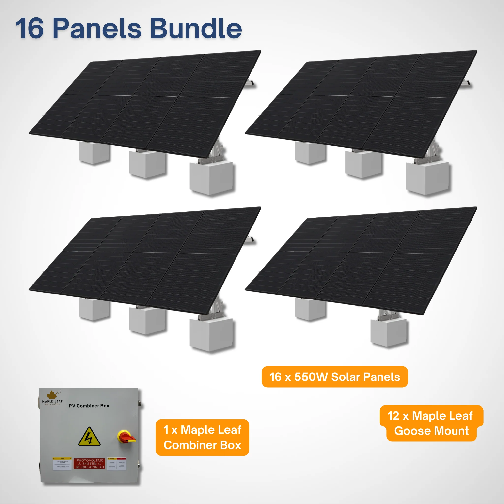 Maple Leaf Goose Ground Mount & 550W Solar Panel Bundles  | Flexible 4, 8, 16, 32 Panel Options - Image 19