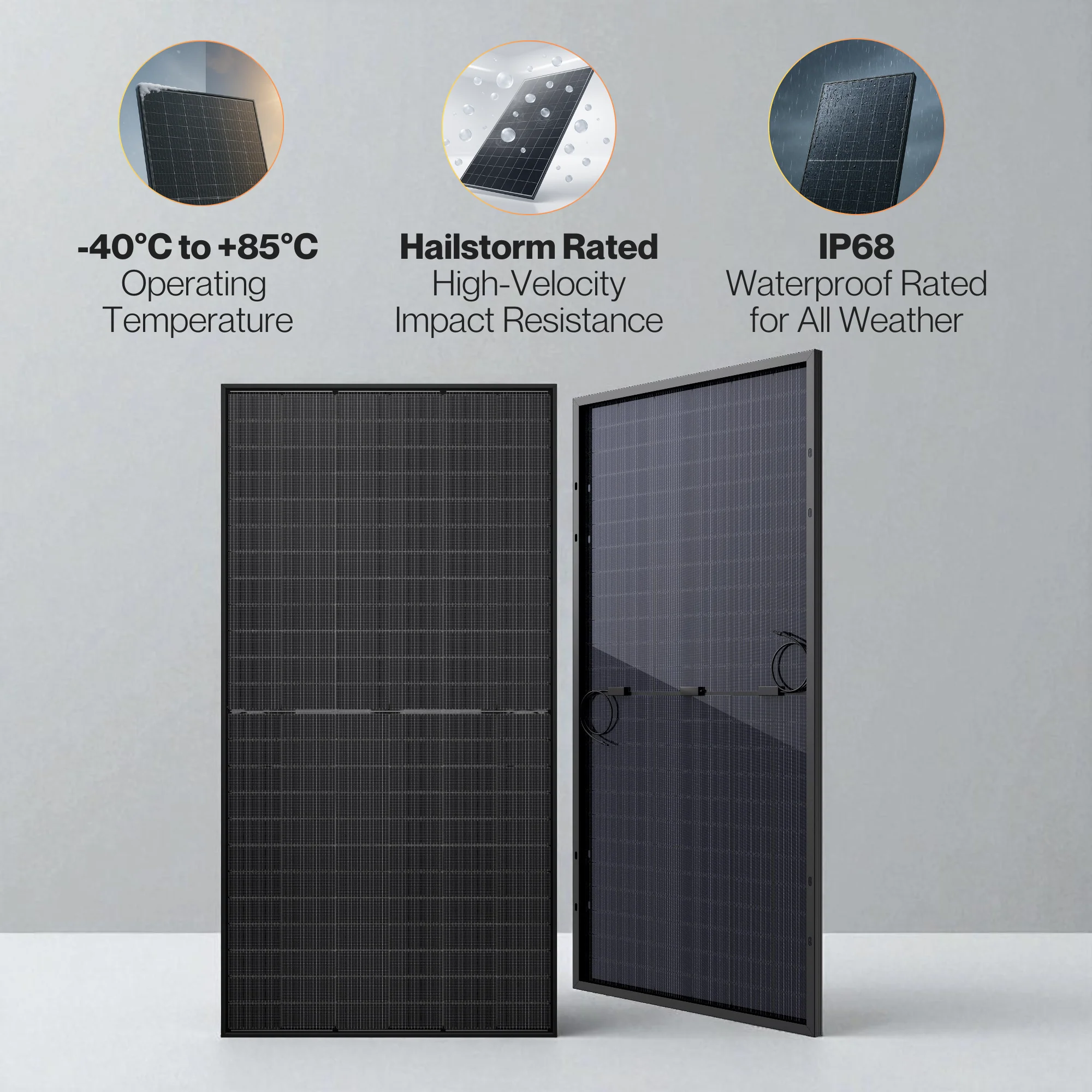 Maple Leaf All Black Bifacial Solar Panel 595W - W/ N-type TOPCon Mono Cells | IP68 Junction Box & IP67 MC4 Cable - Image 3