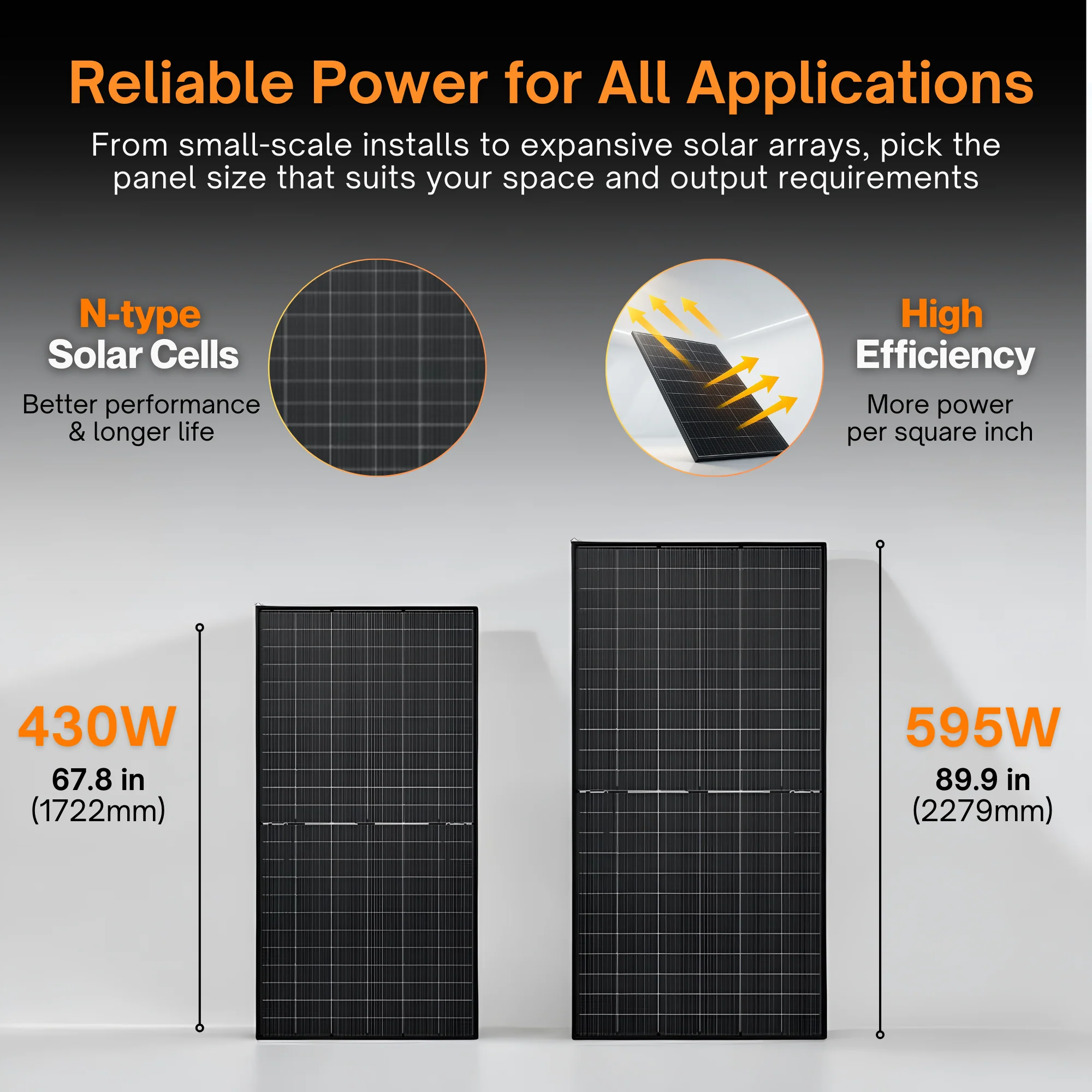 Maple Leaf All Black Bifacial Solar Panel 595W - W/ N-type TOPCon Mono Cells | IP68 Junction Box & IP67 MC4 Cable - Image 4