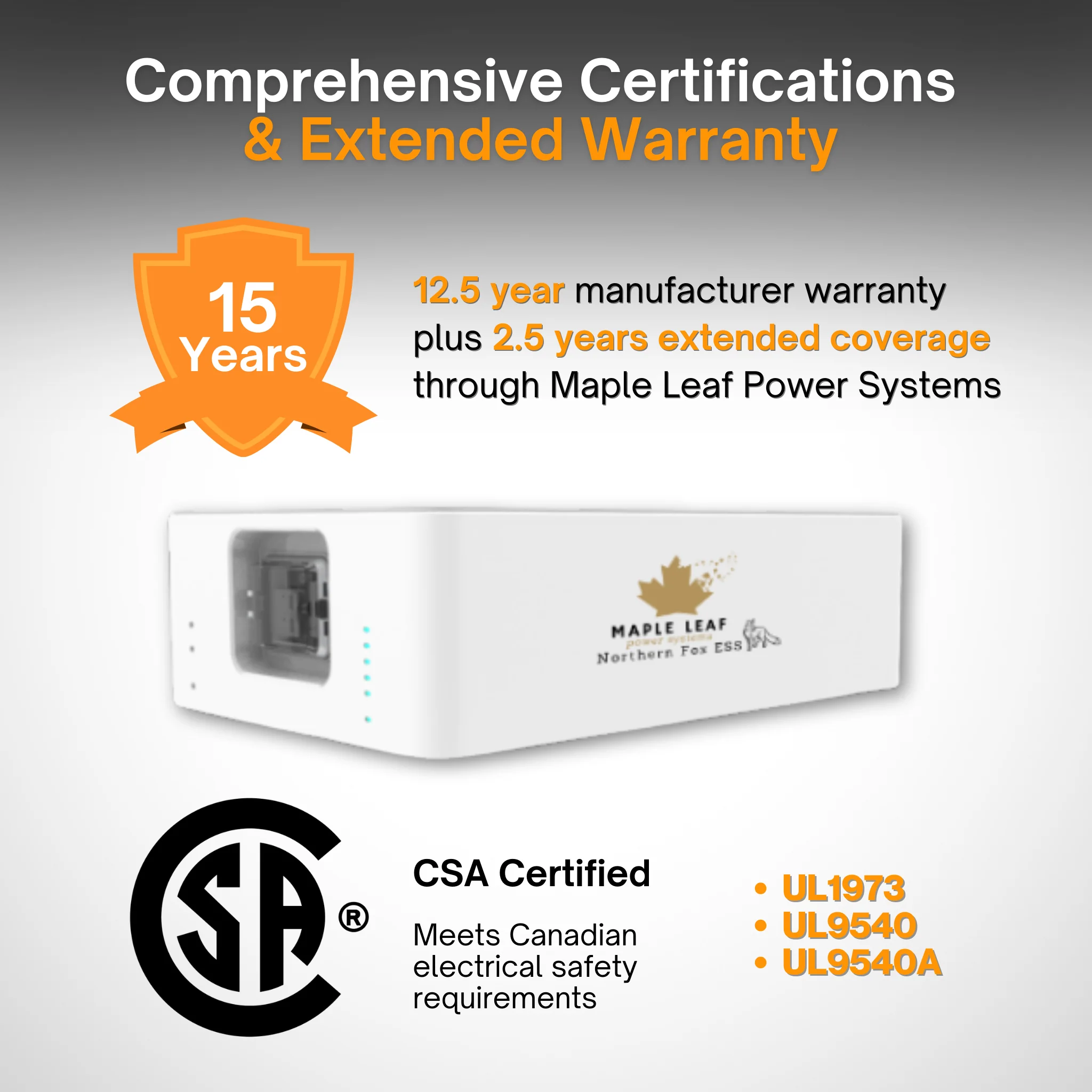 Maple Leaf Northern Fox ECM4000 Master Battery Module | IP65 Outdoor Rated | 90% DoD | LiFePO4 | UL9540 Certified - Image 8