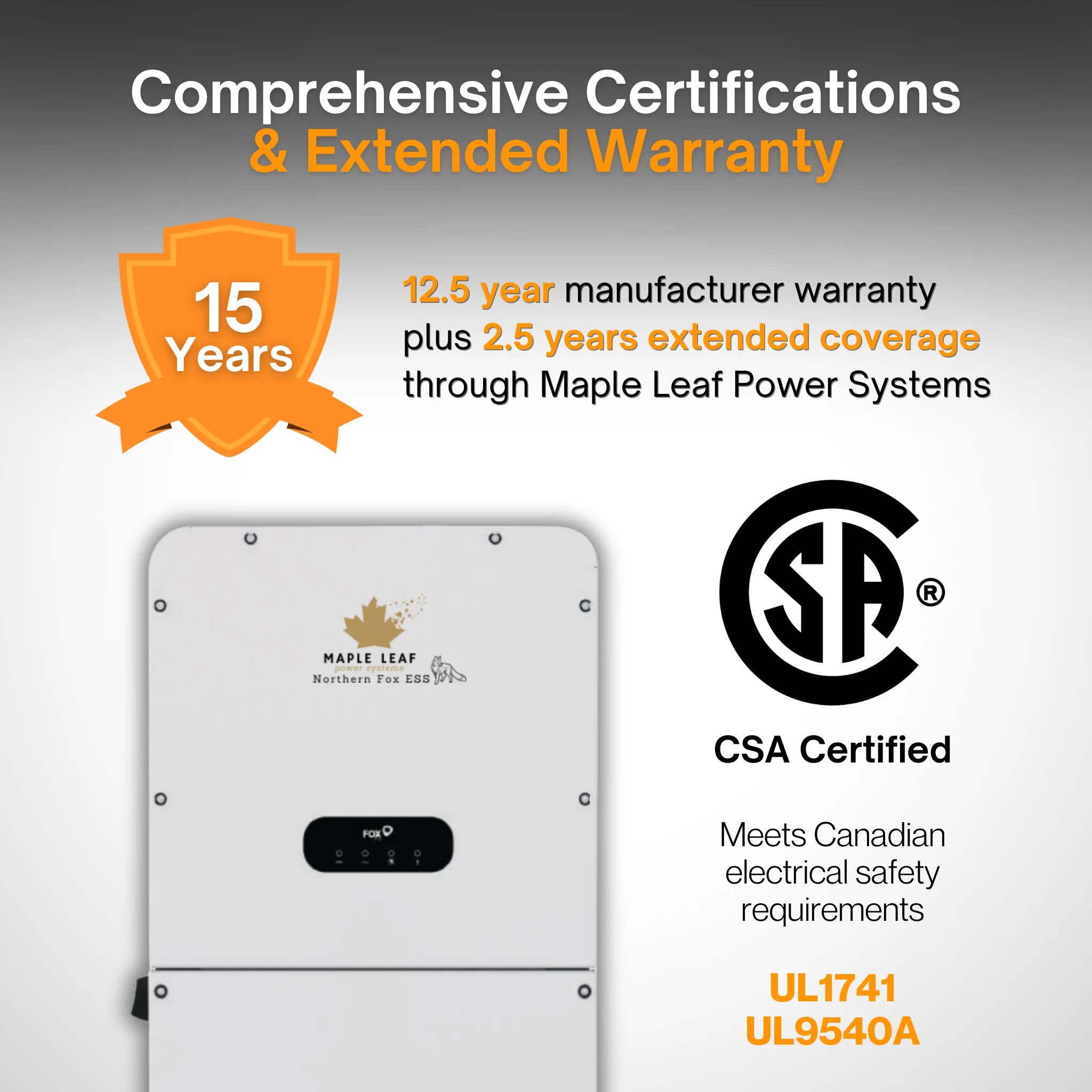 Maple Leaf Northern Fox H1&AC1 Split-Phase Hybrid Solar Inverter (HUB Version) | UL & IEEE Certified | Off-Grid & Grid-Tied | Type 4X Outdoor Rated - Image 9