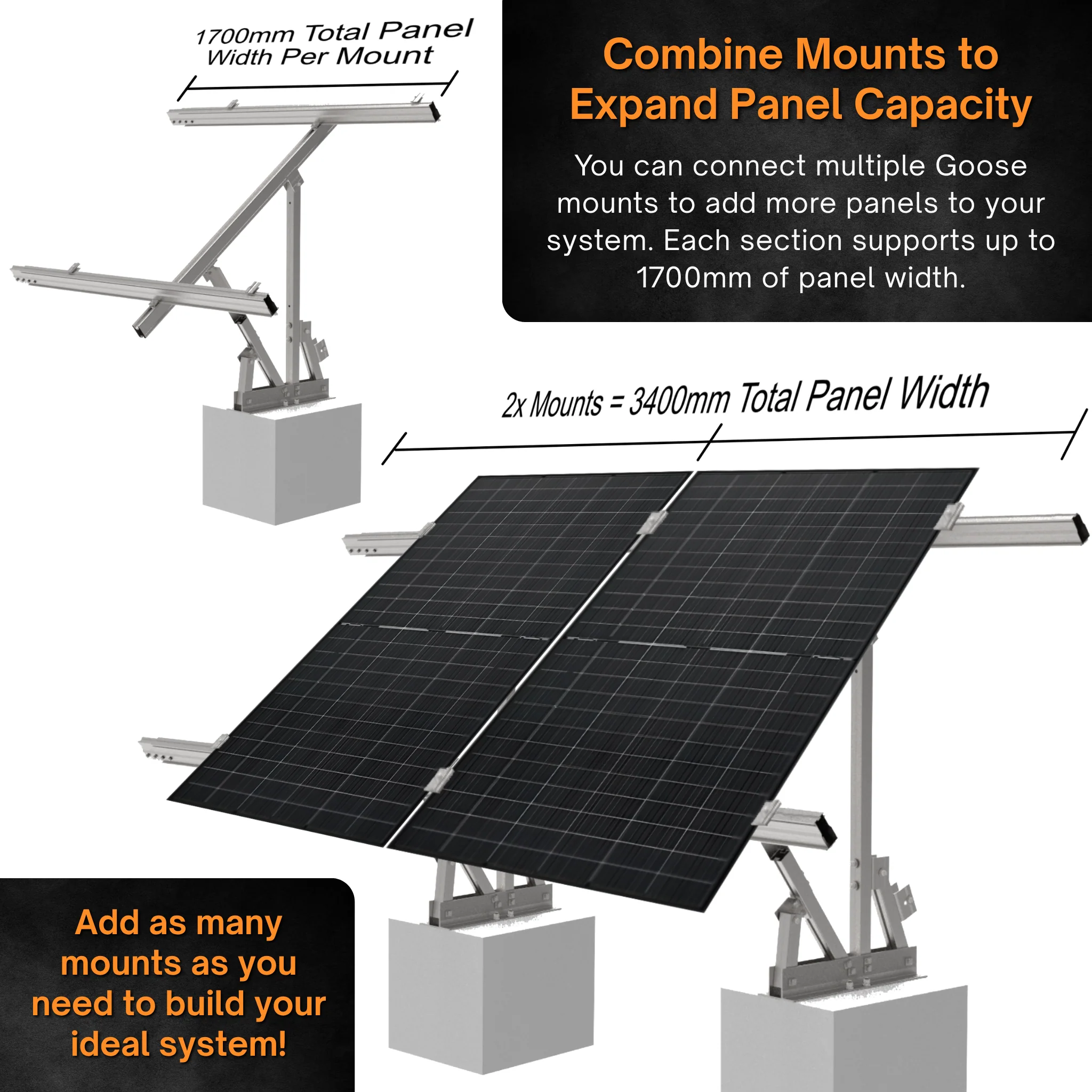 Maple Leaf Goose Adjustable Solar Panel Ground Mount | 30° Summer - 60° Winter Adjustable Angle - Image 2