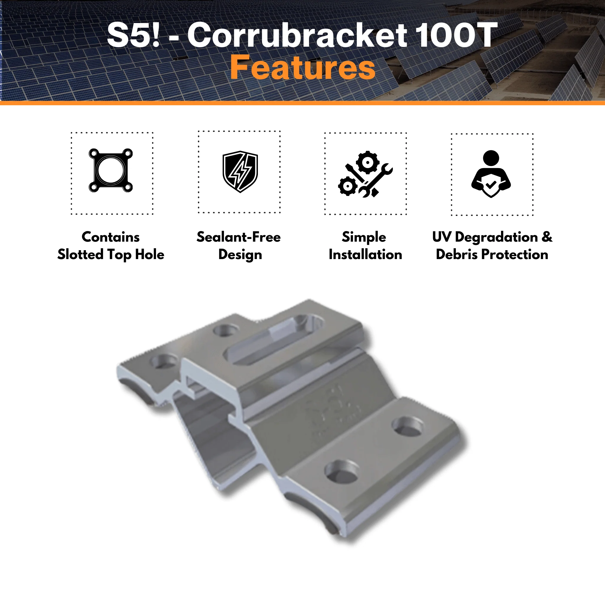 S5! - CorruBracket 100T | Low-Profile Mounting Bracket for Corrugated Roof Crest - Image 5