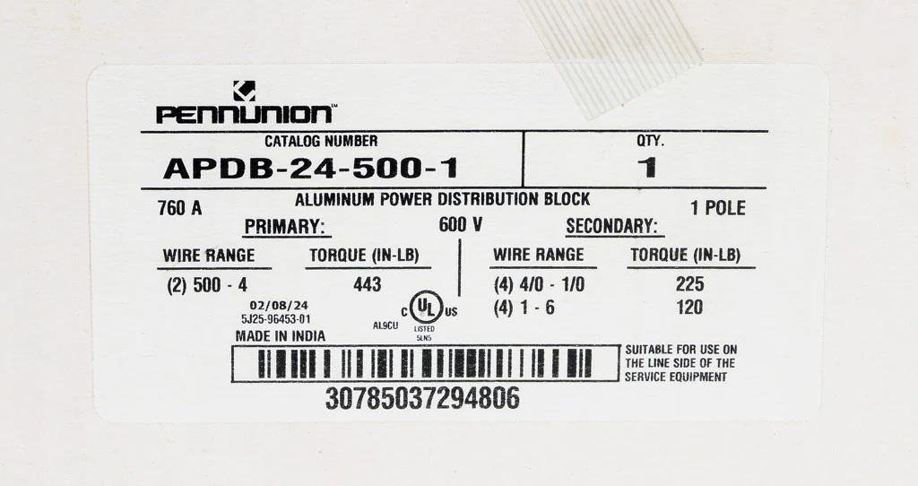 Penn Union Power Distribution Block - 4 Input 2 Output - 760A Battery Terminal Distribution Block - DIN Rail or Panel Mount - UL 1953 Listed - Image 3