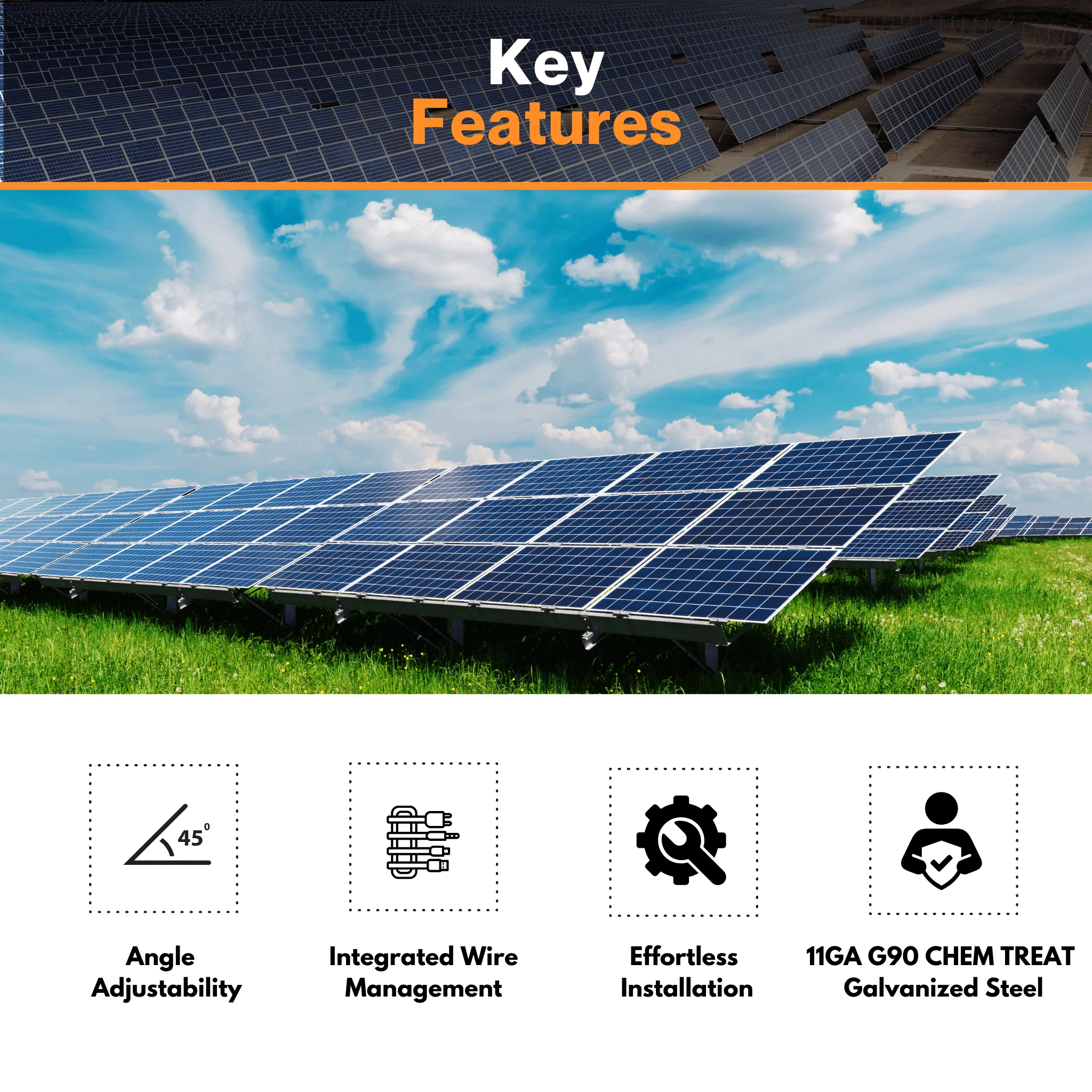 Sky Rack 2.0 Solar Panel Ground Mount | Fixed-Tilt Or Seasonal Adjustable - Image 5