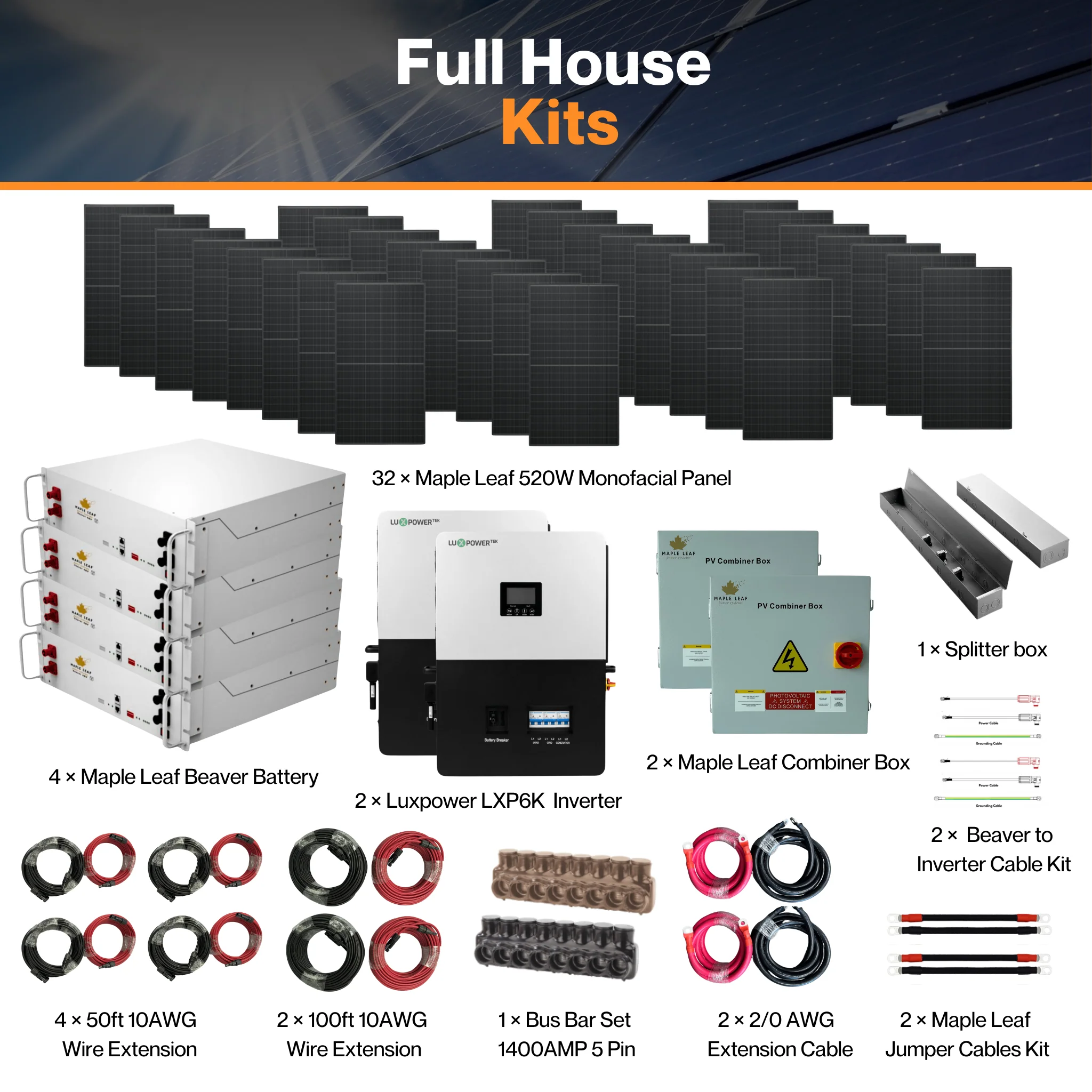 Luxpower SNA-US-6K Kit - Maple Leaf 520W Panels | 48v 100Ah Beaver Battery | Solar Power Kits for House, Cabin & Off-Grid - Image 10