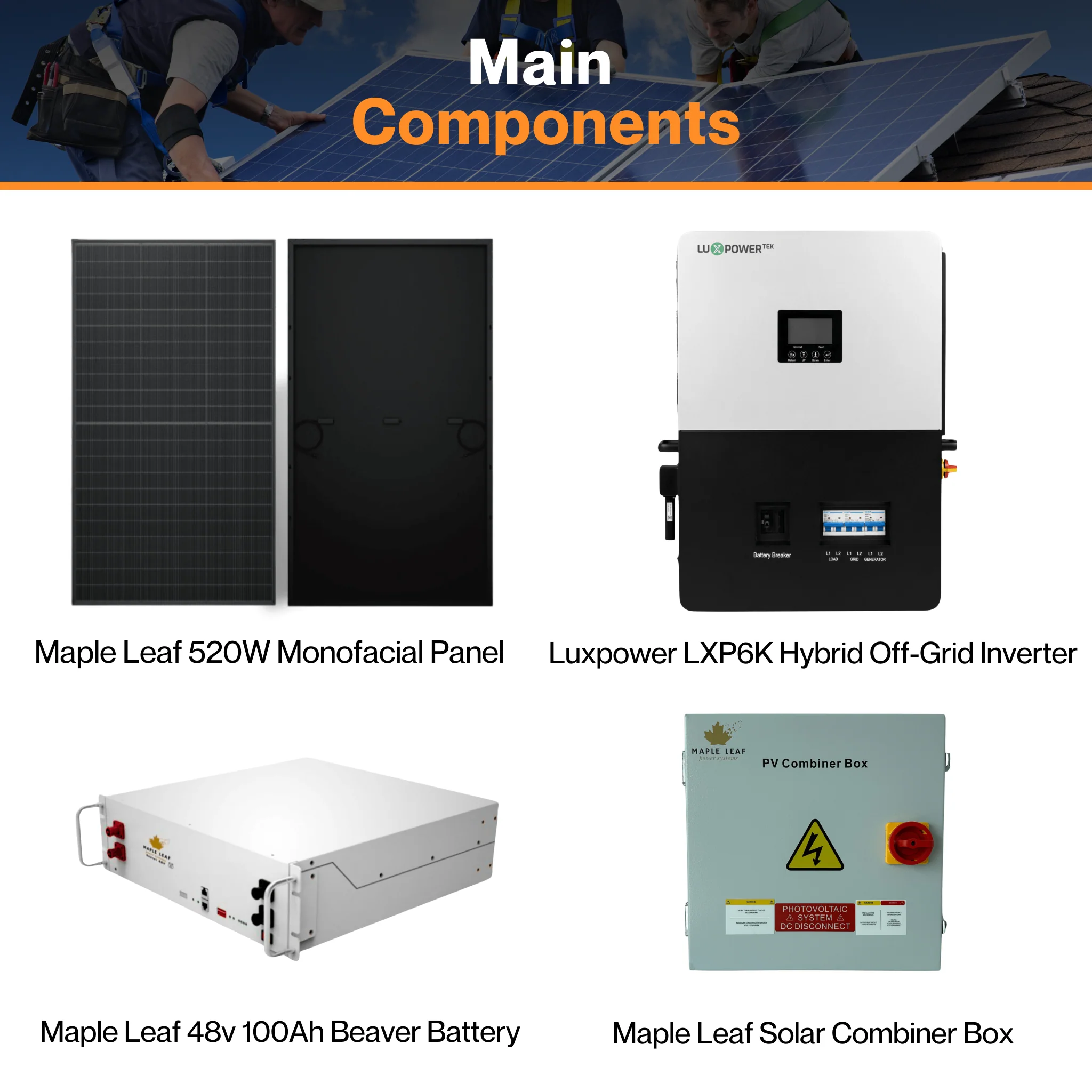 Luxpower SNA-US-6K Kit - Maple Leaf 520W Panels | 48v 100Ah Beaver Battery | Solar Power Kits for House, Cabin & Off-Grid - Image 3