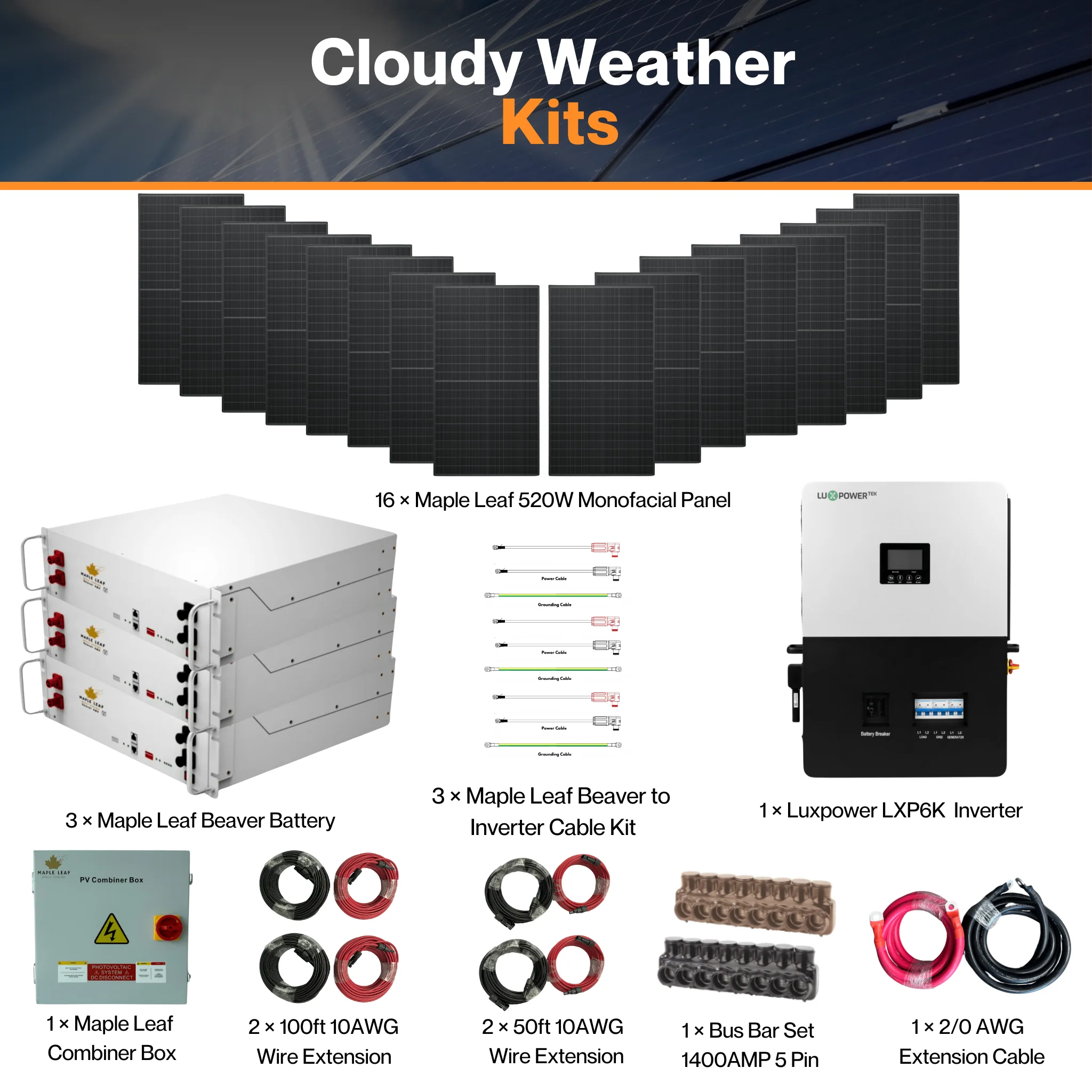 Luxpower SNA-US-6K Kit - Maple Leaf 520W Panels | 48v 100Ah Beaver Battery | Solar Power Kits for House, Cabin & Off-Grid - Image 9