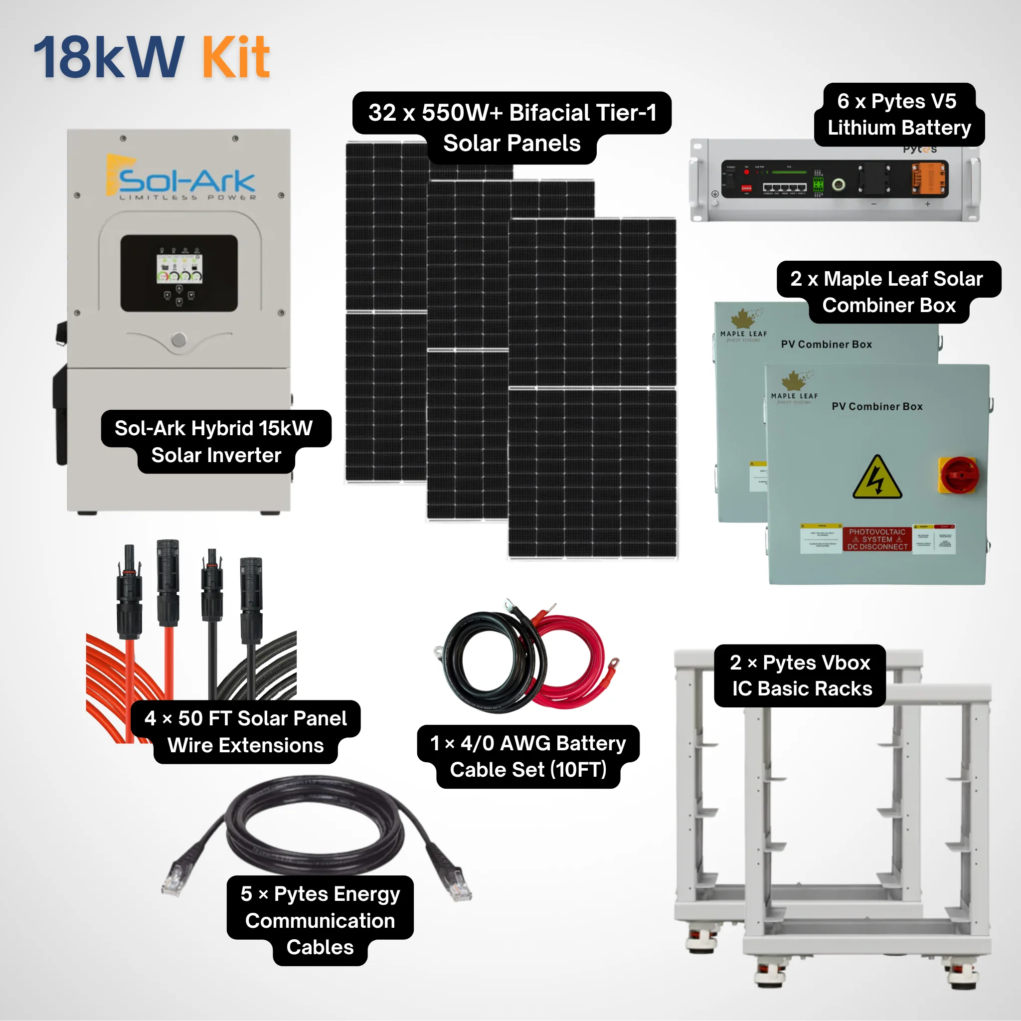 Sol-Ark 15K Solar Power Kit | 550W+ Tier-1 Class Bifacial Solar Panel| 48V 5.12kWh Pytes V5 Battery | Solar Power Kit for Home, Cabin & Off-Grid/Hybrid - Image 16