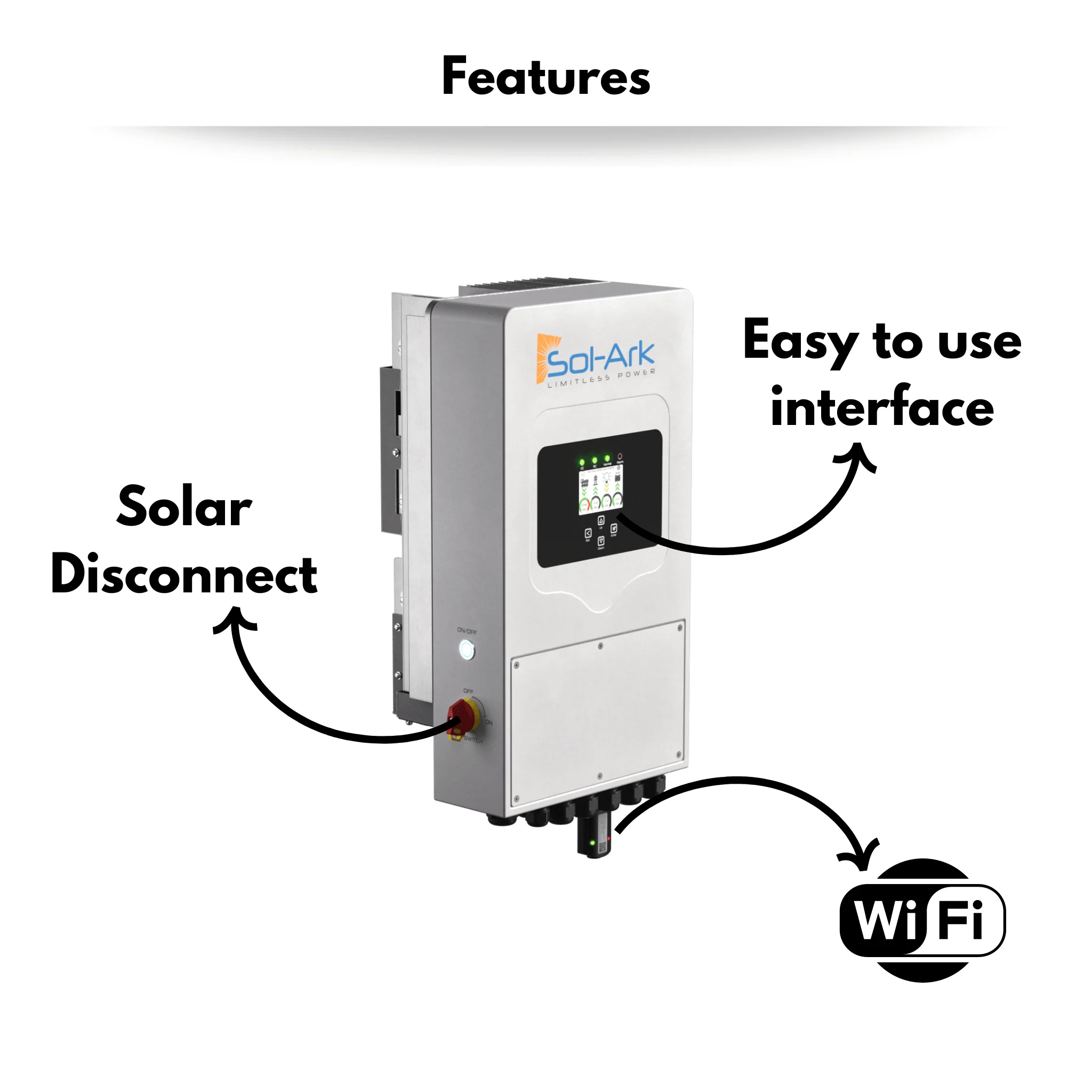 Sol-Ark 5k-1P Hybrid Inverter - Single Phase Inverter |10kw Solar Input (500VOC) | 2MPPT Controllers | For Off Grid Uses - Image 6