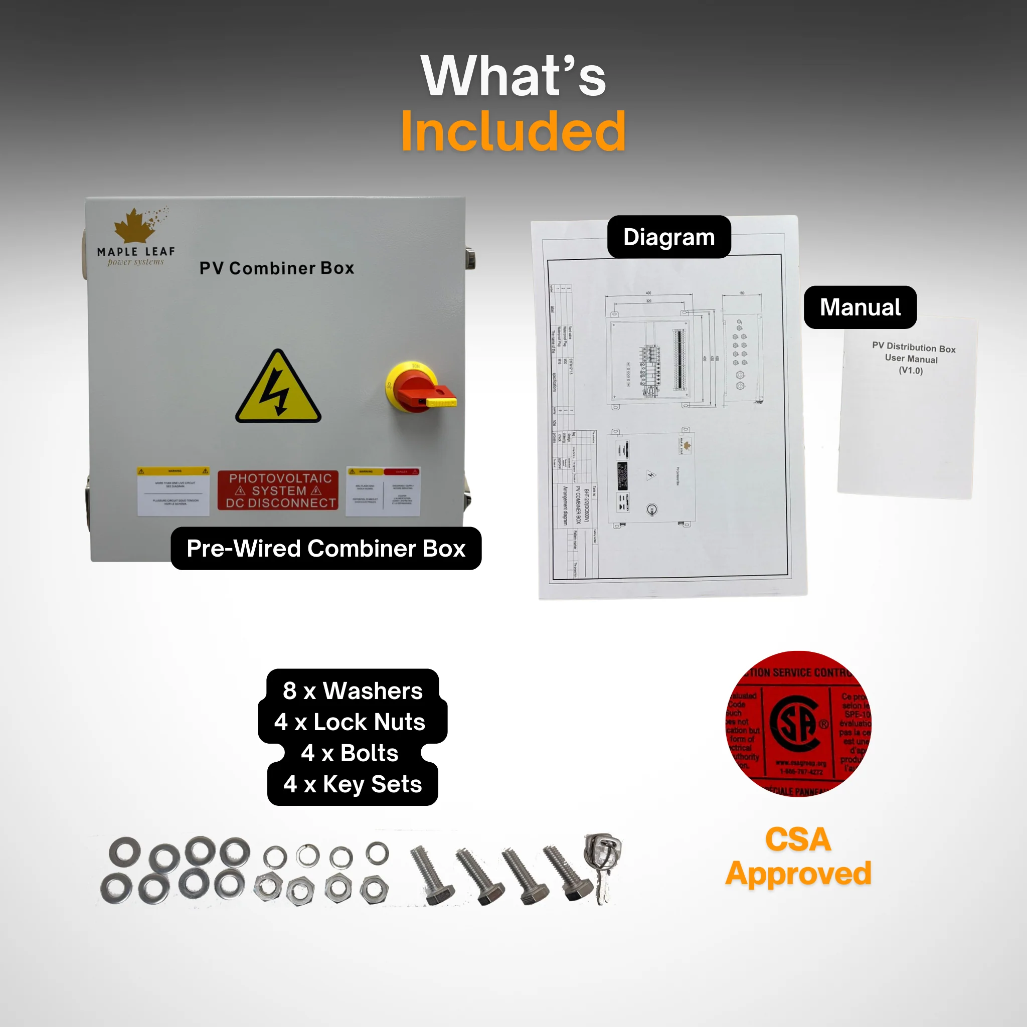 Maple Leaf Solar Combiner Box - 600 VDC Disconnect Box 2-In 2-Out | W/ Surge Protection | IP65 Waterproof & Lightning Arrester - Image 5