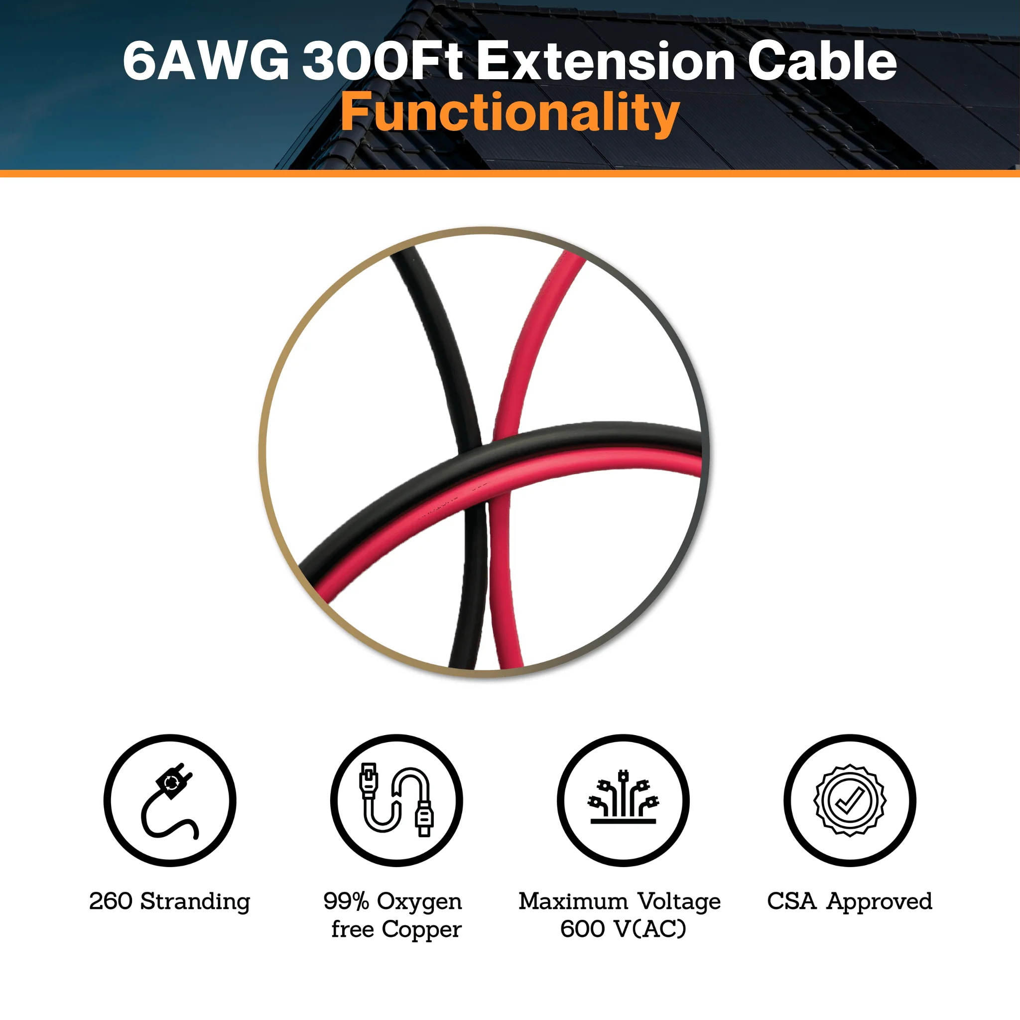 Maple Leaf 6AWG 200Ft, 300Ft Solar Extension Cable - Tinned Copper Wire | From RVs To Automotives | For Both Indoor & Outdoor | CSA Certified - Image 4
