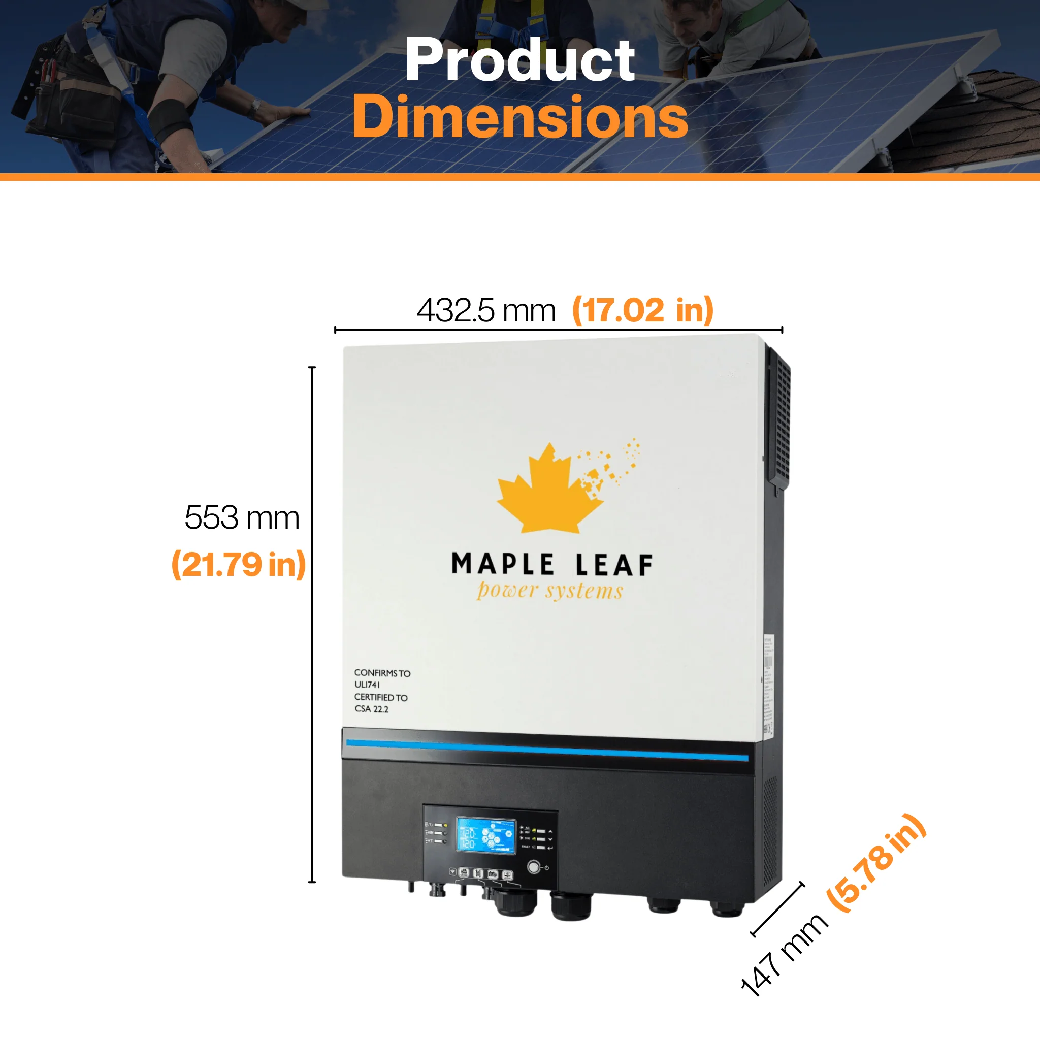 Maple Leaf 6500EX - 48 Off Grid Solar Inverter - 500 VOC | 48v 110vac | 2 Units For 220vac | Dual MPPT Solar Charger 120A | CSA Approved - Image 4
