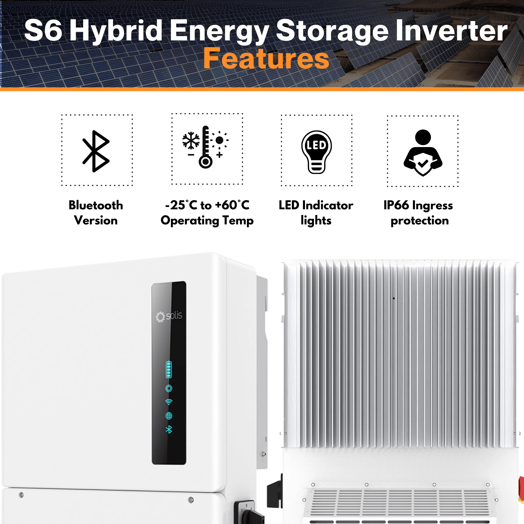 Solis (S6-EH1P11.4K-H-US-APST) 11.4kW 600Vdc 240Vac - Residential Hybrid Storage Inverter | W/ 97.6% Efficiency| UL 9540 Certified (Copy) - Image 5