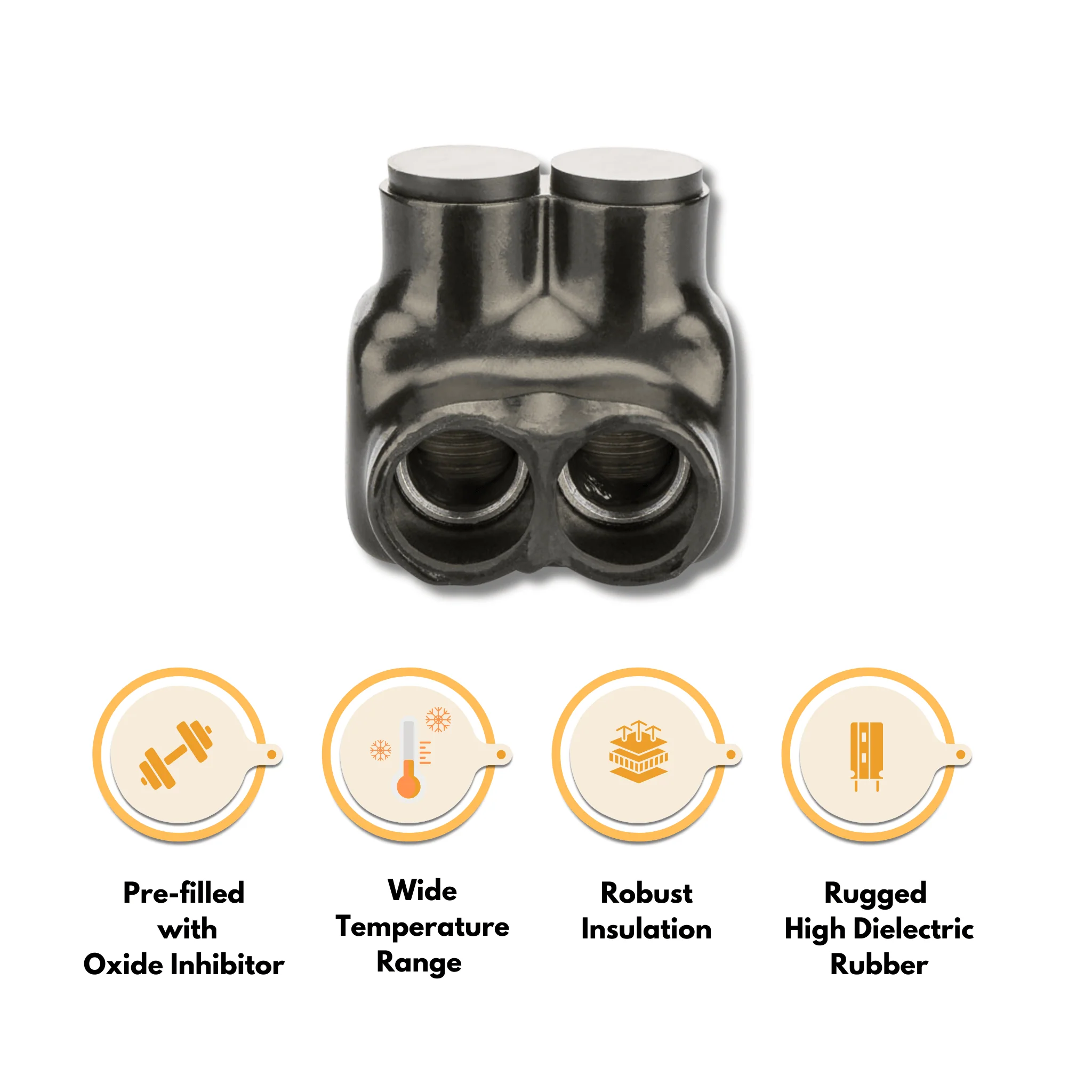 NSi-250 MCM To 6 AWG Black Plastisol 2-Port Insulated Tap Connector - 2 Conductor Dual Entry Splice 2 Set - Image 3
